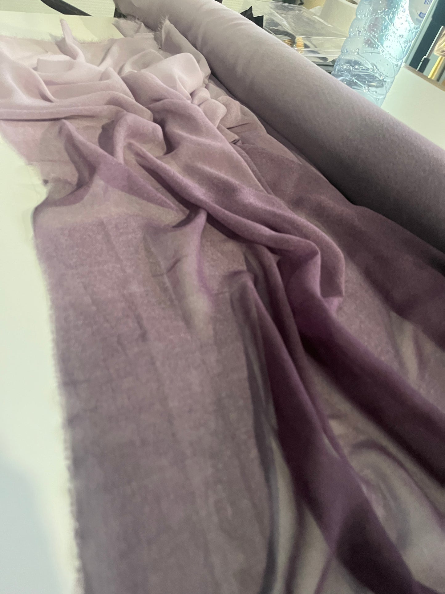 CASIMIR 135 crêpe de chine dégradé aubergine/pink