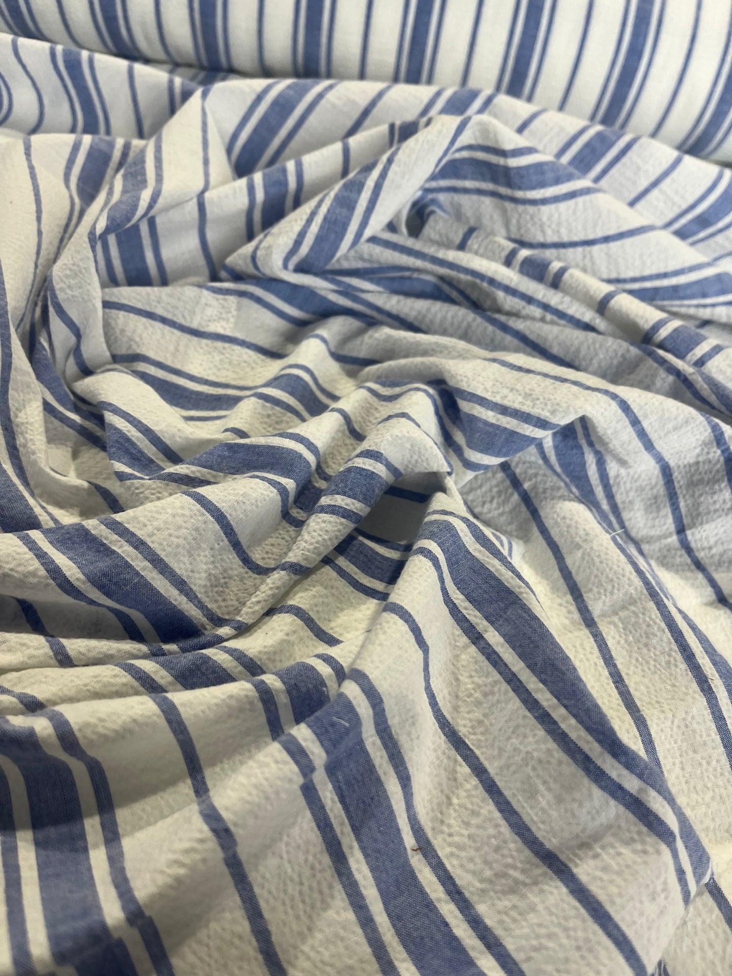 BAKU O28 washed cotton woven stripe indigo/white