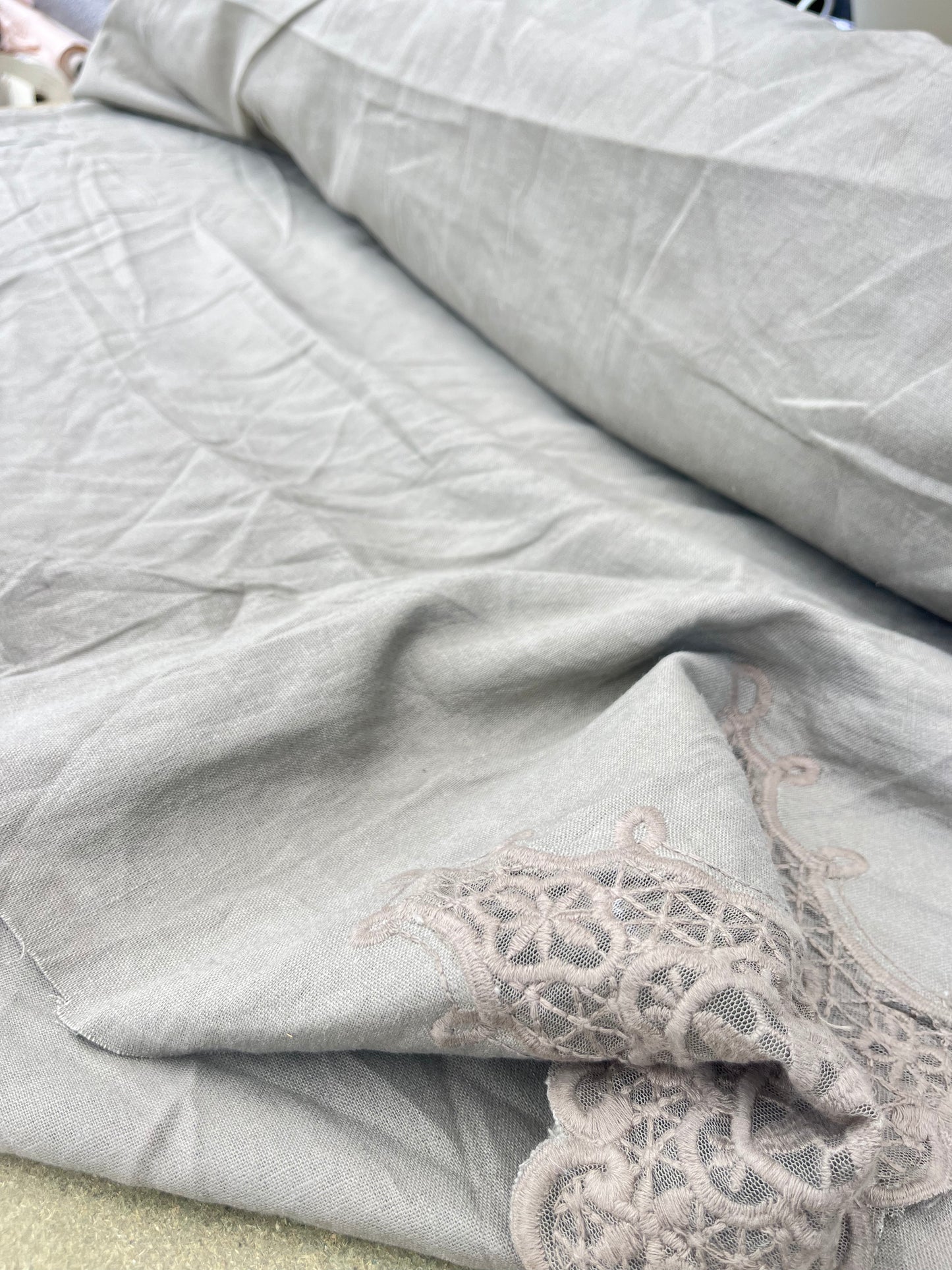 EUDINE 015 linen with embroidery khaky