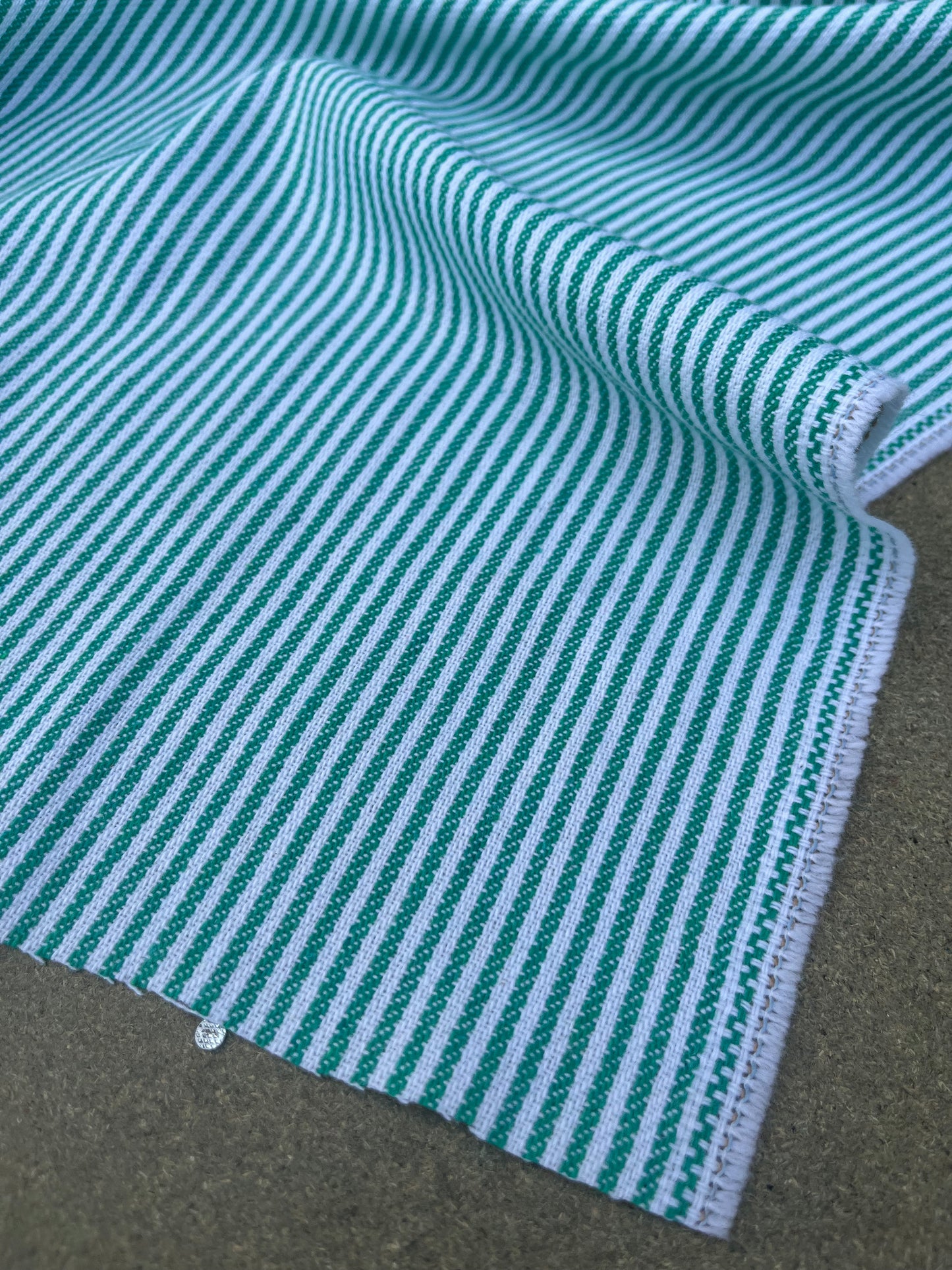 EUDINE 017 woven cotton stripes green/white