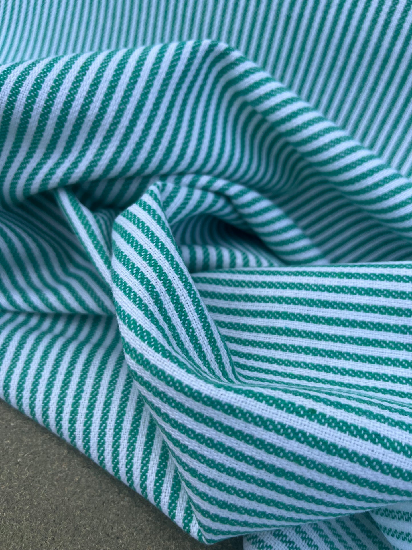 EUDINE 017 woven cotton stripes green/white