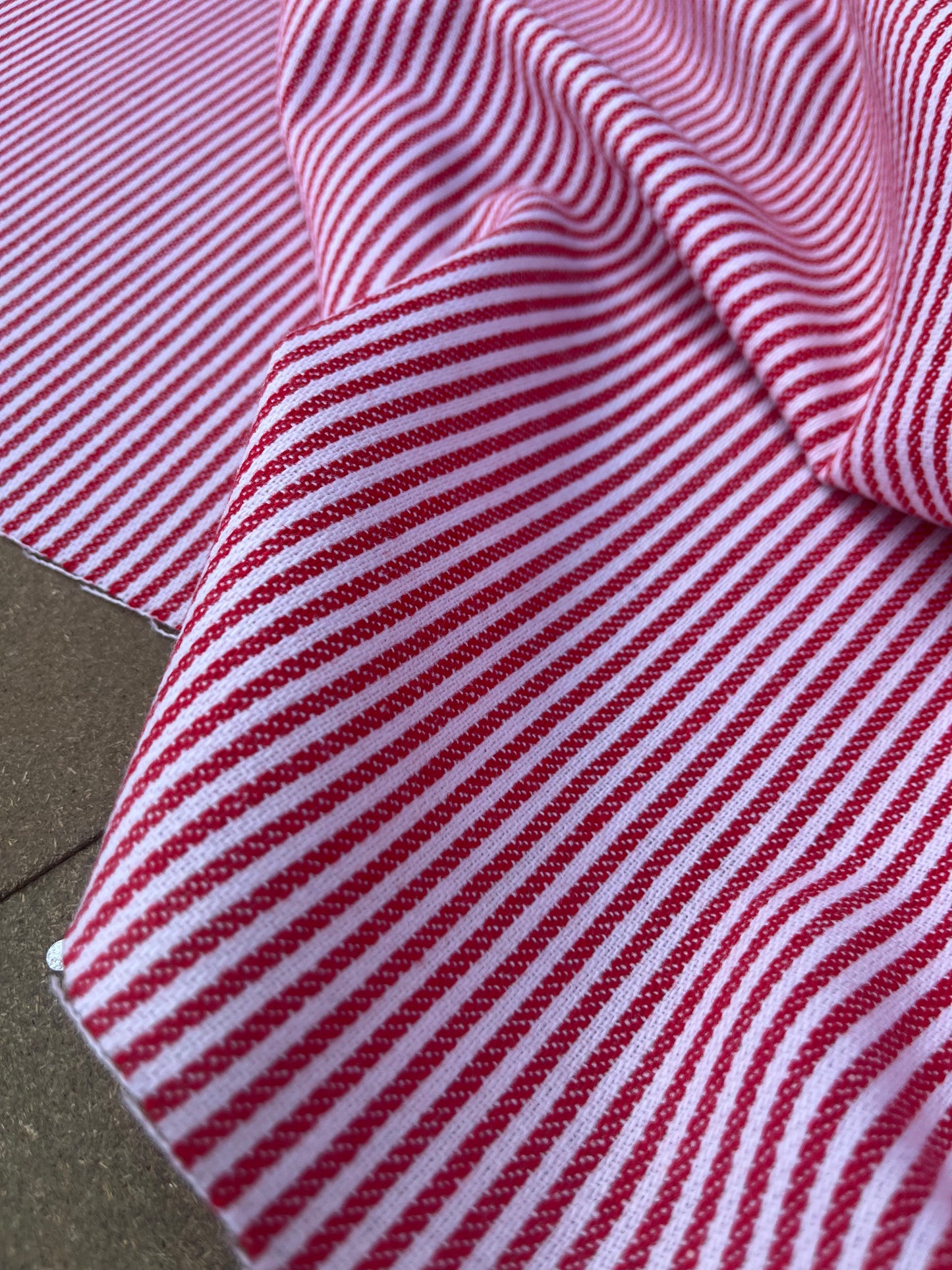 EUDINE 018 woven cotton stripes red/white