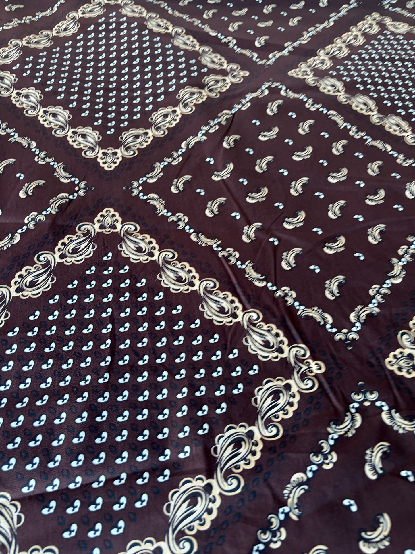 RALPH 030 brown cotton twill stretch foulard style print