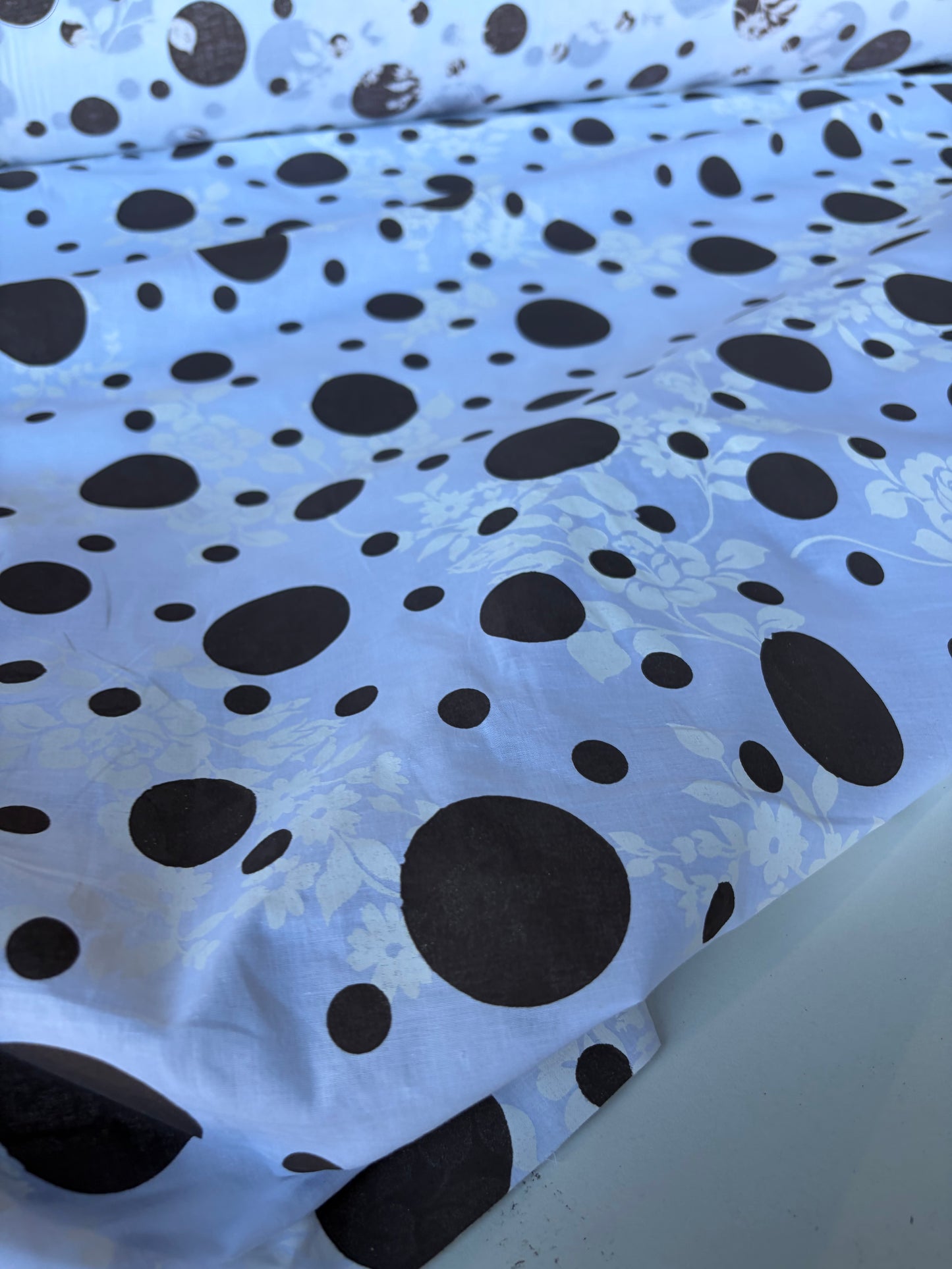 RALPH 035 brown/white dots and flowers cotton voile print
