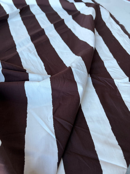 RALPH 036 brown/white painted stripes cotton poplin print