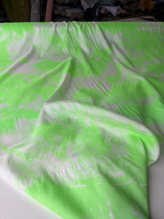PHIL 016 viscose satin fluo green paint stains