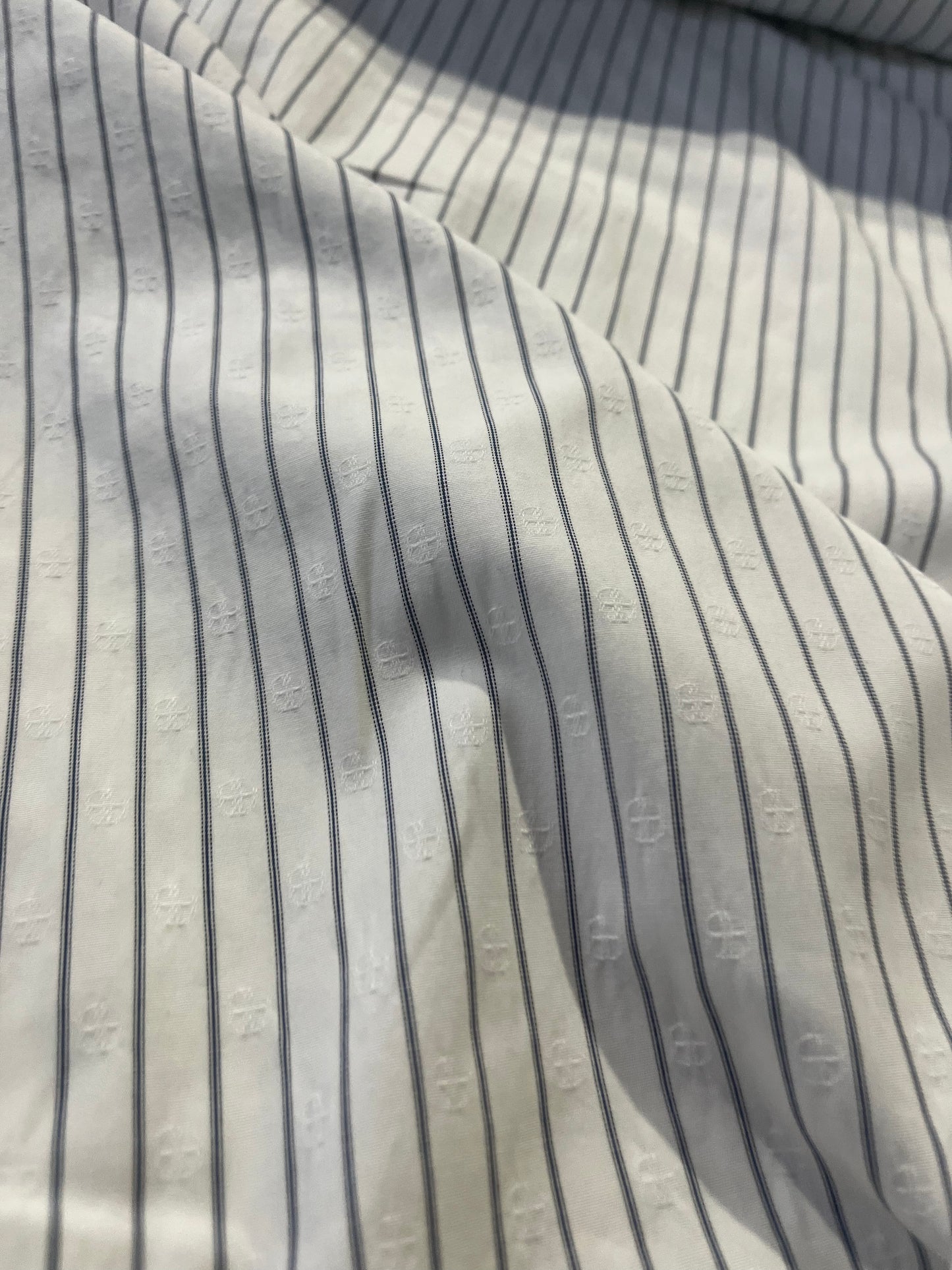 TOM 026 colourwoven cotton stripe with small jacquard