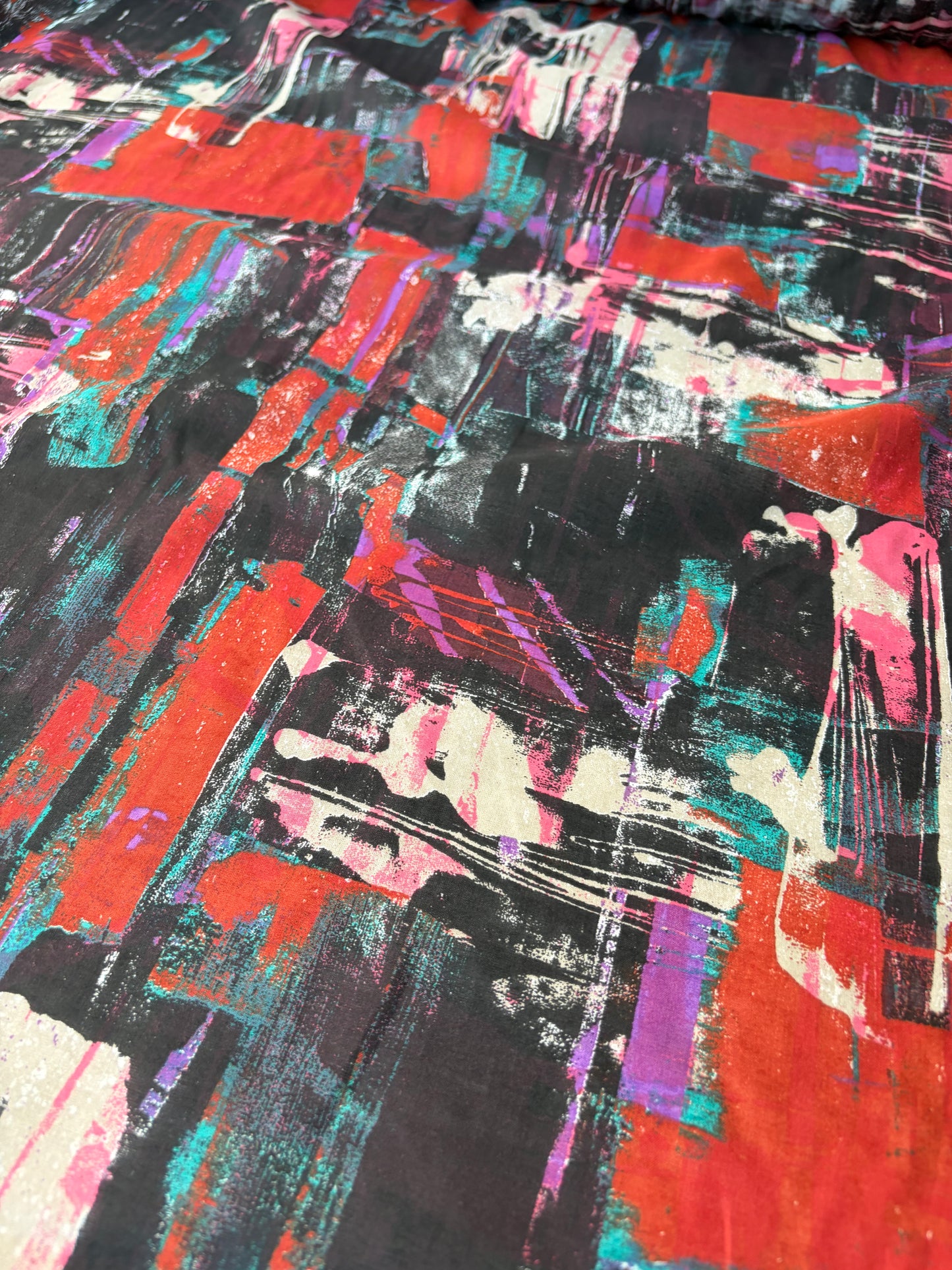 RALPH 047 brown/orange/lilac messy print cotton voile