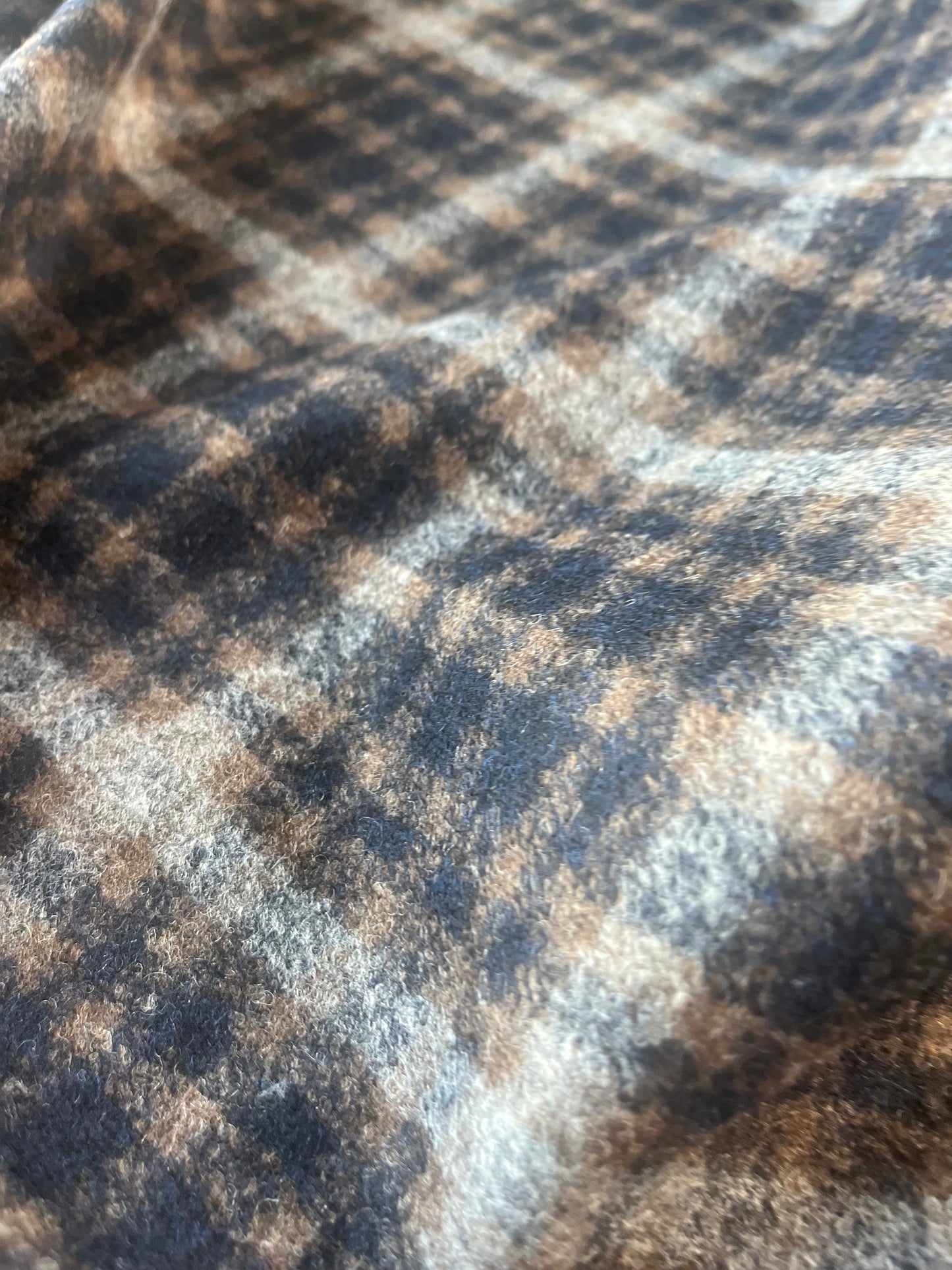 ROSALIE 009 woolen coat fabric navy/brown check