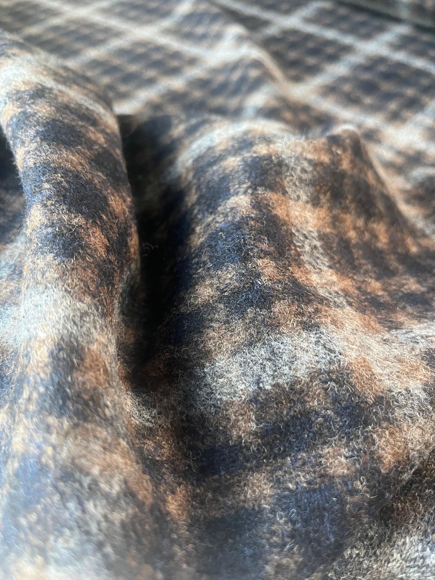 ROSALIE 009 woolen coat fabric navy/brown check