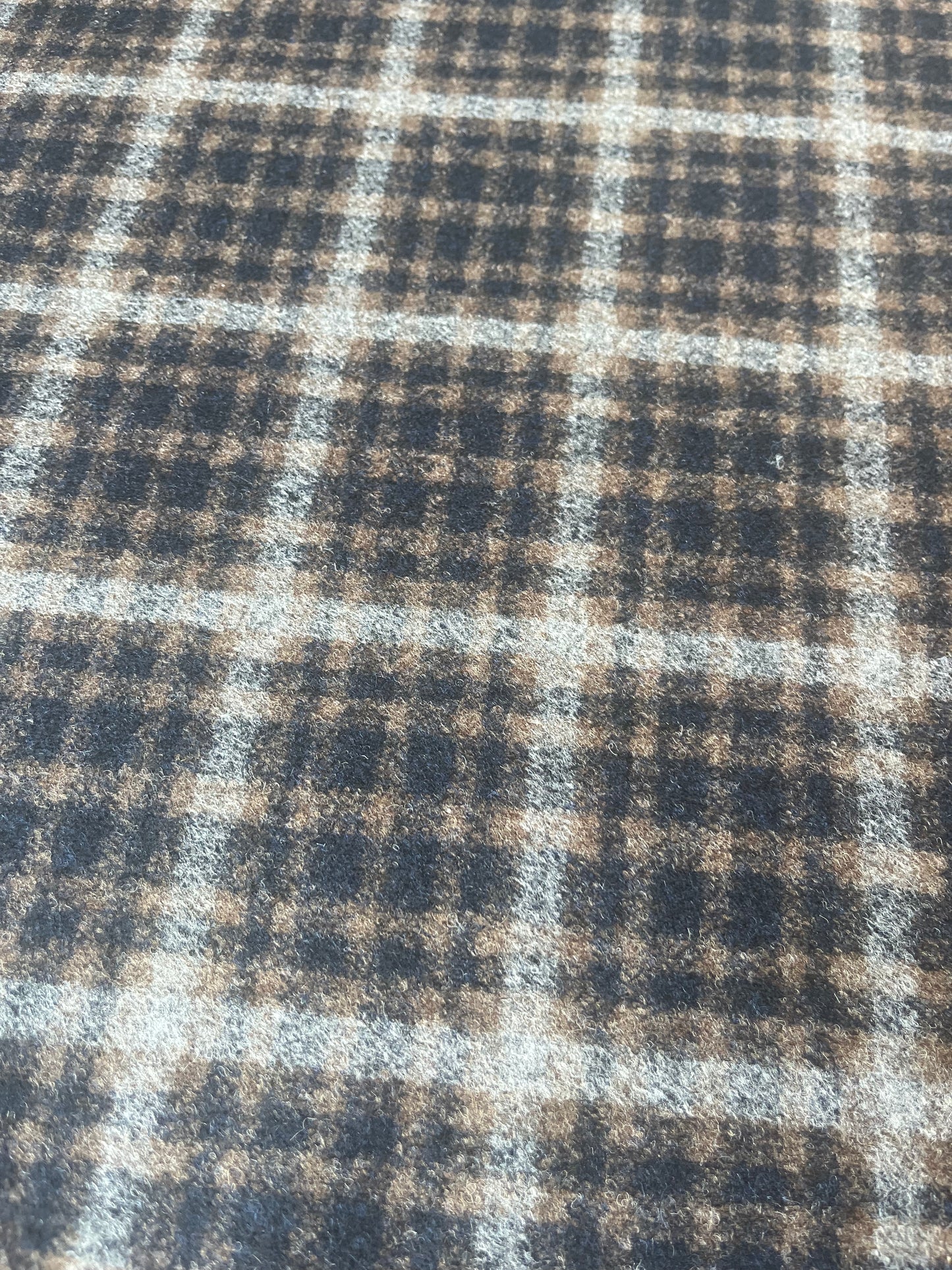 ROSALIE 009 woolen coat fabric navy/brown check