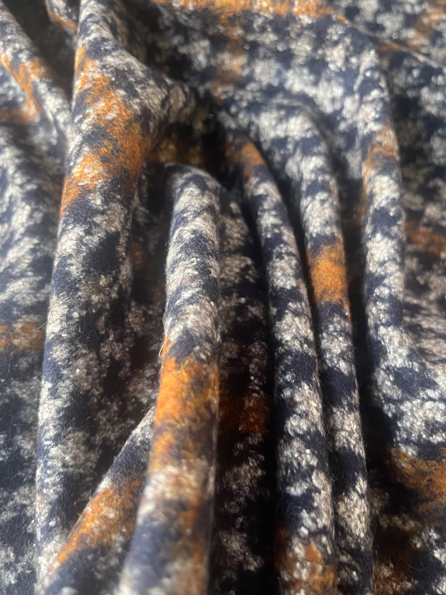 ROSALIE 017 woolen coat fabric navy/cognac check