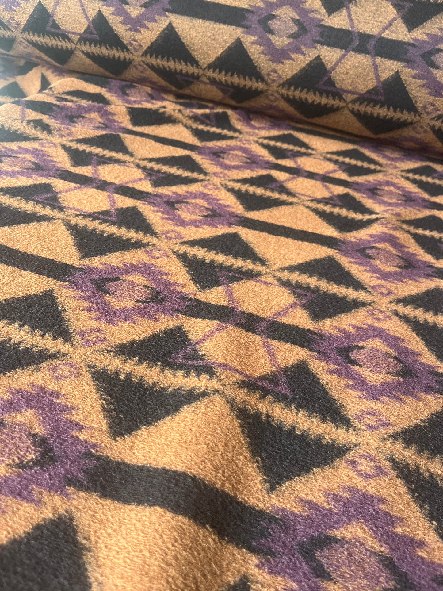 ROSALIE 026 Wool jersey ethnical print cognac/brown/purple