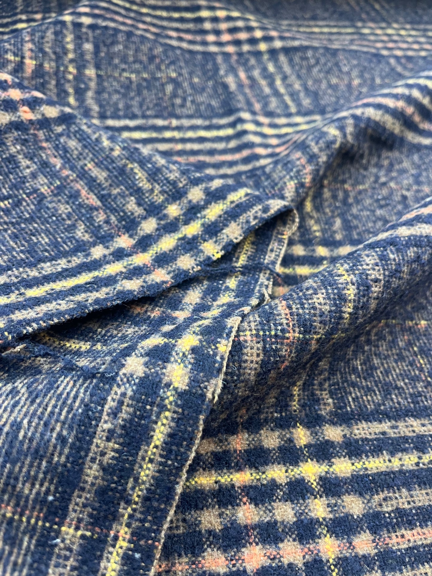GINA 003 heavy wool check black/brown/orange/yellow
