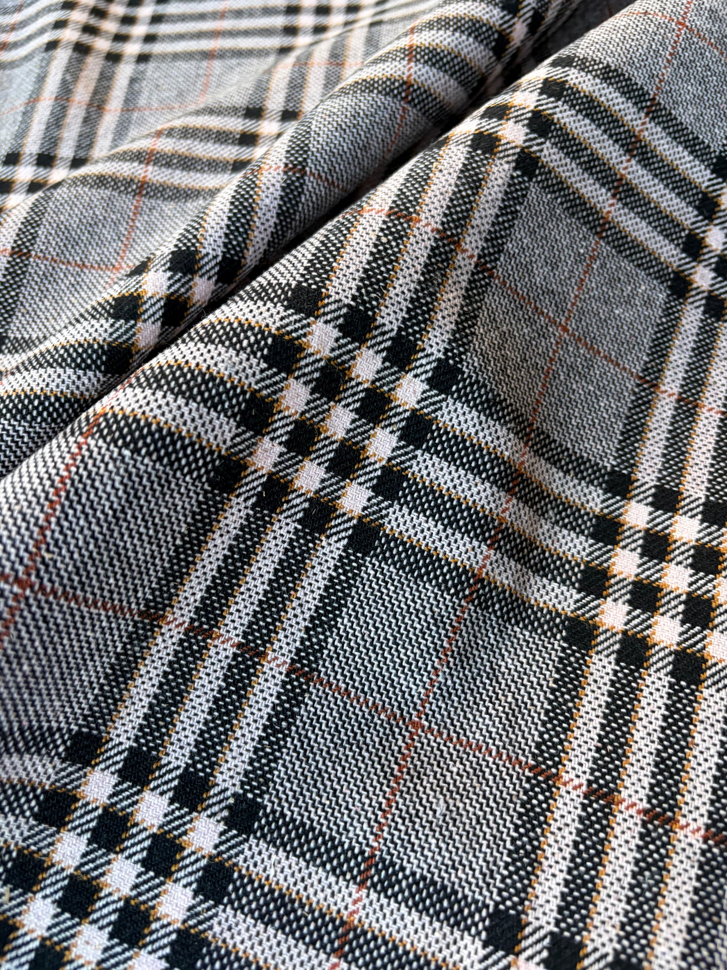 MIA 020 black/ecru/cognac checkered wool flannel