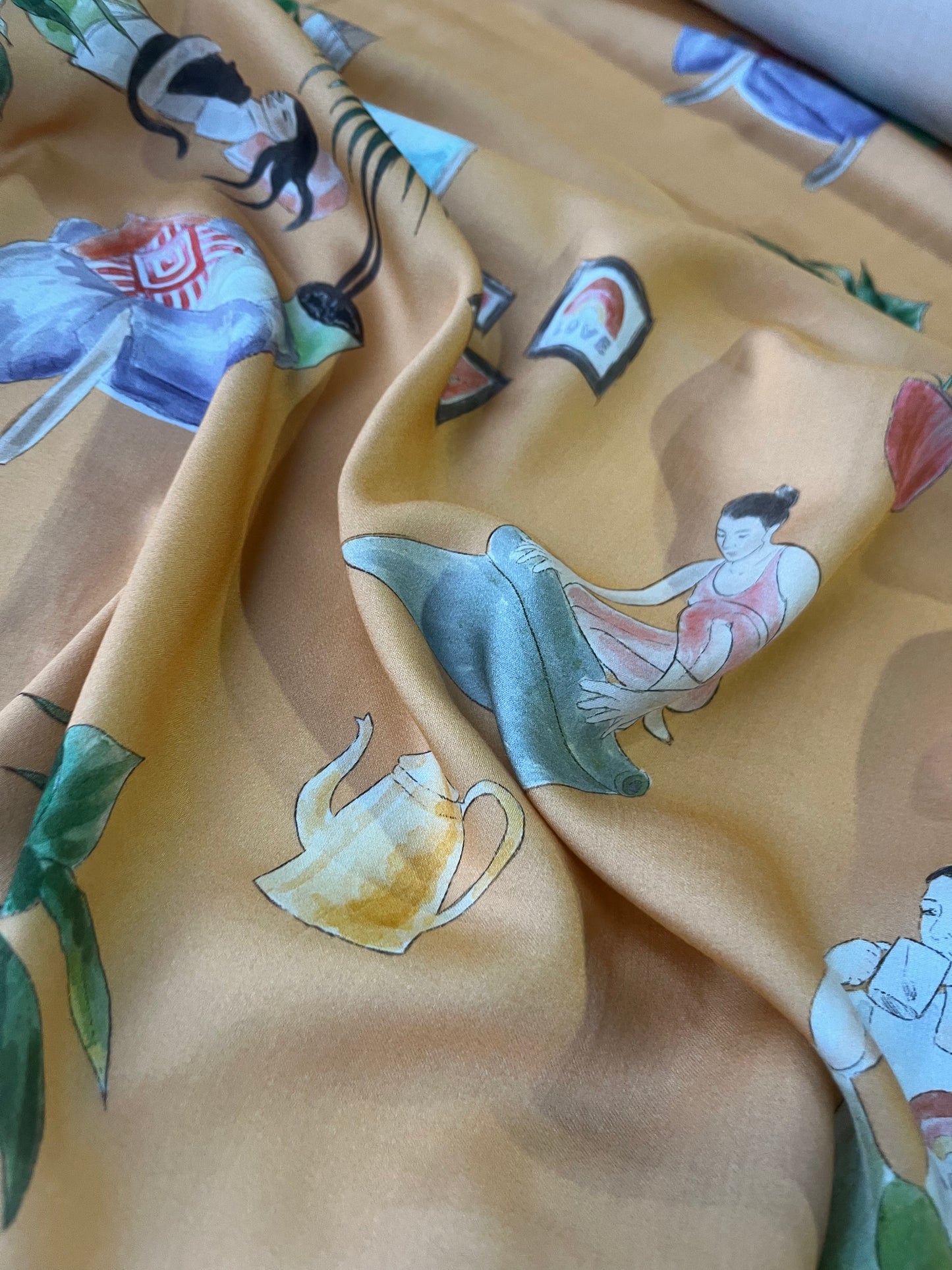 KATIA 019 viscose satin with conversational print