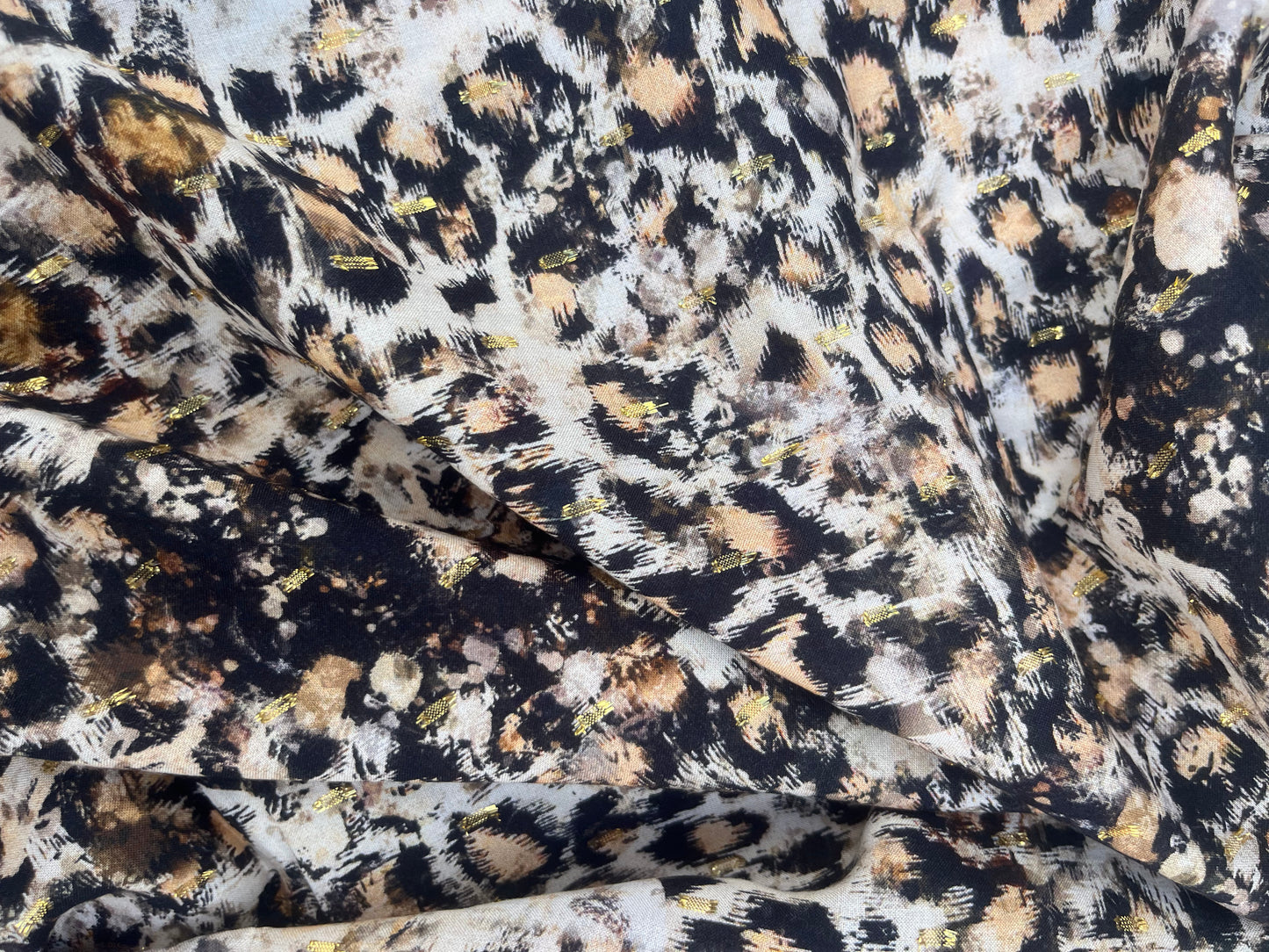 TERESA 008 viscose lurex jacquard leopard print brown