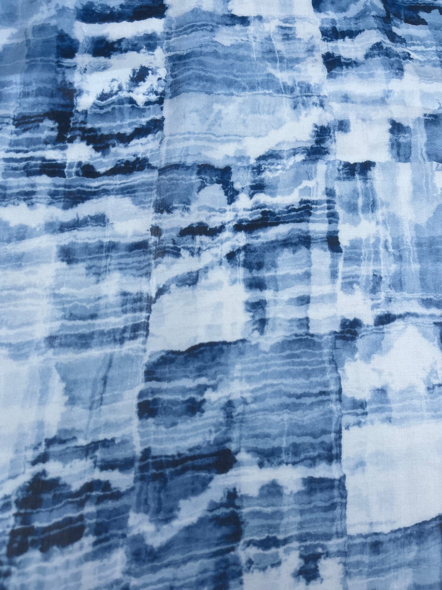 TERESA 012 shiny viscose abstract print blue