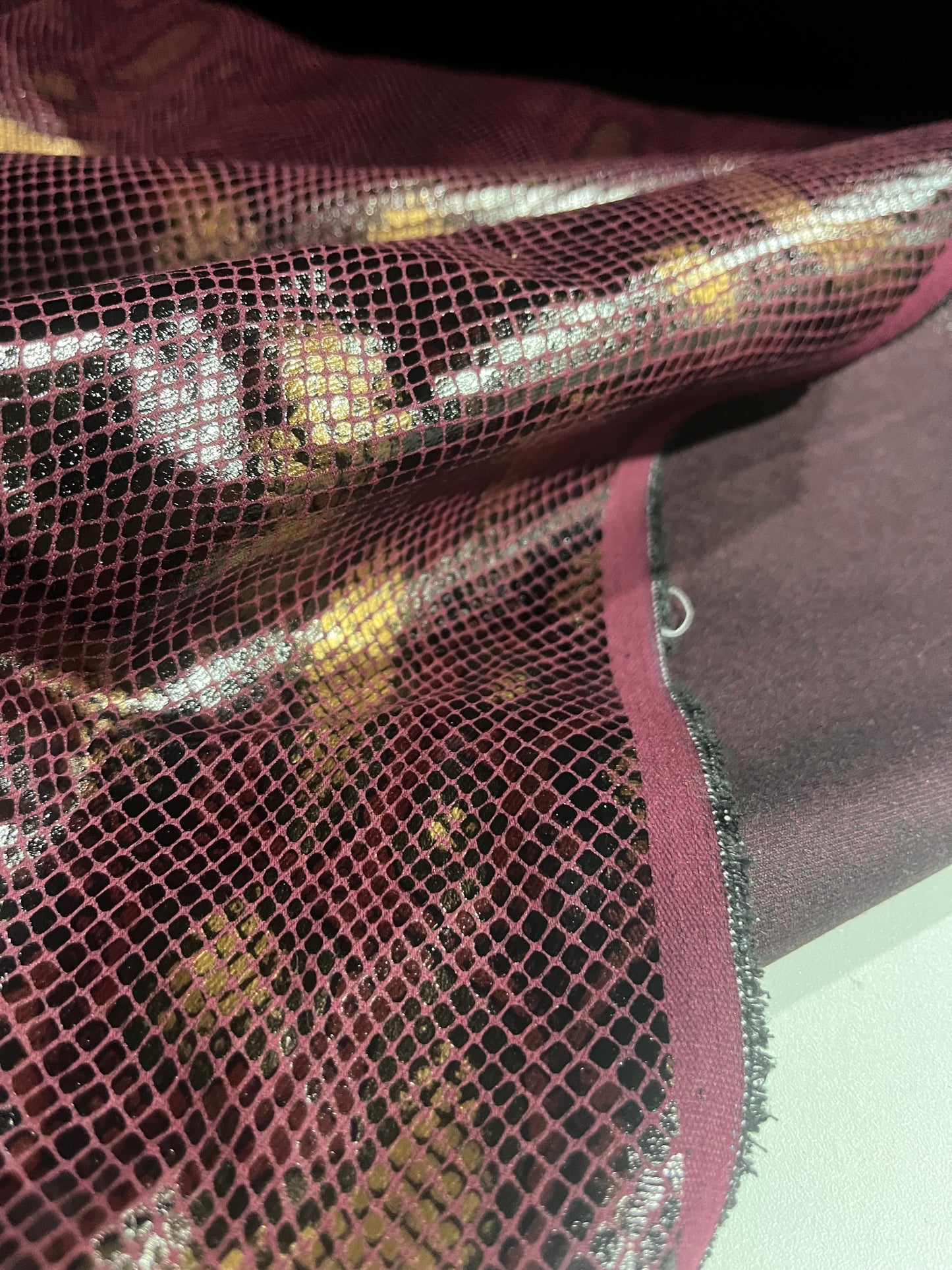 SHAFTY 006 denim with shiny snake print