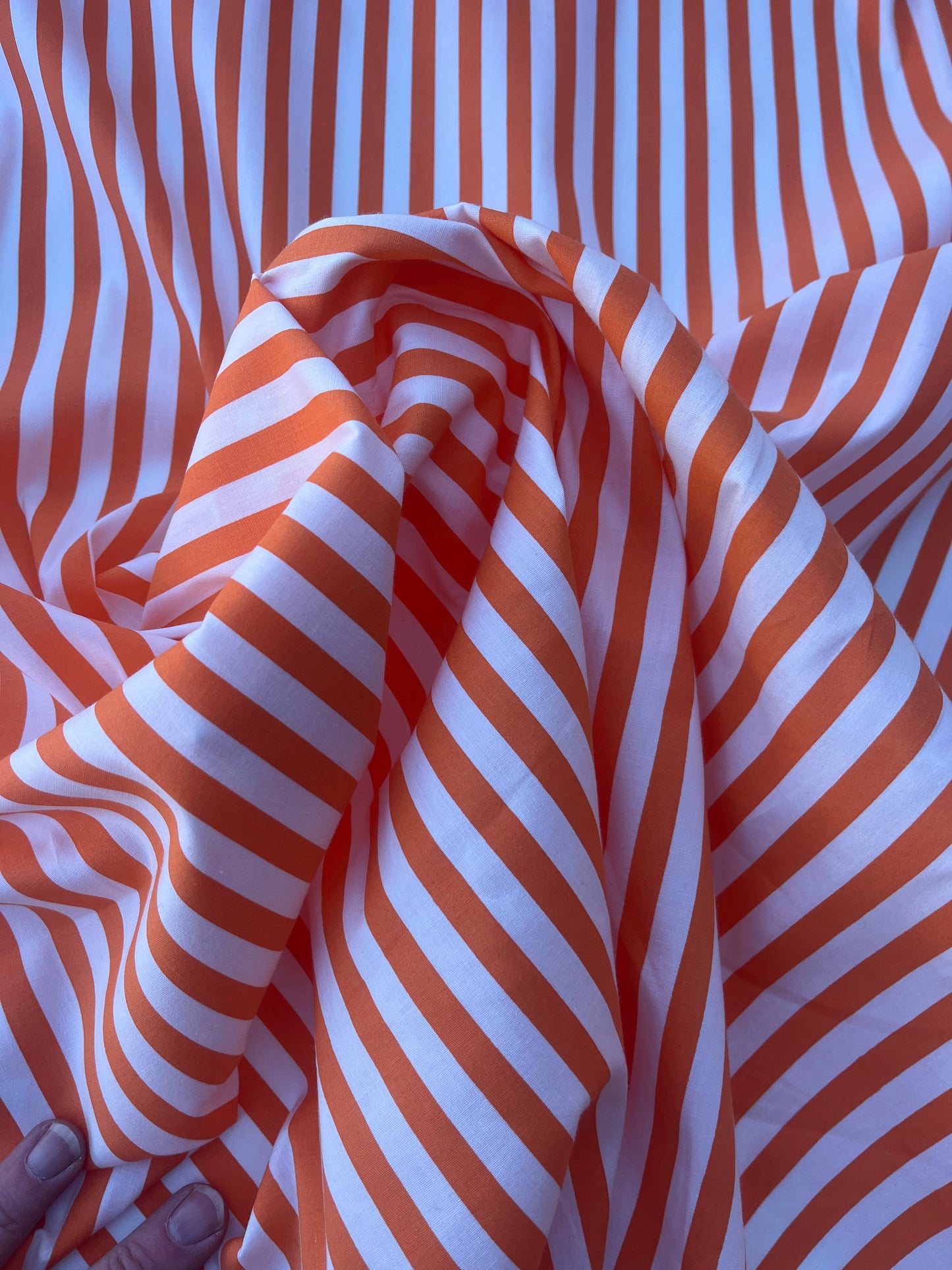 STRIPE SOCIETY 012 poplin stretch 8mm orange stripe