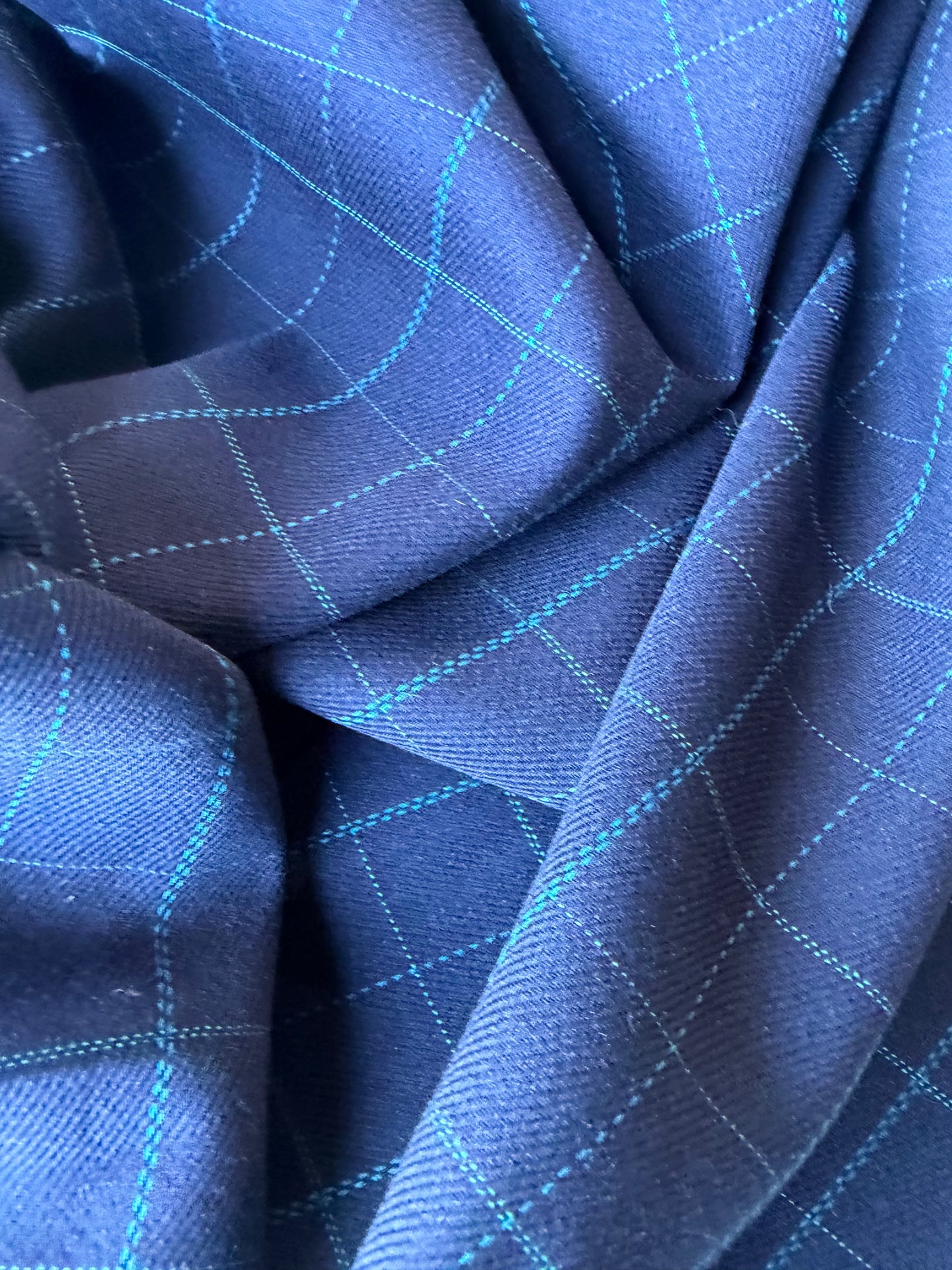 MIA 041 navy checkered woolen suiting fabric