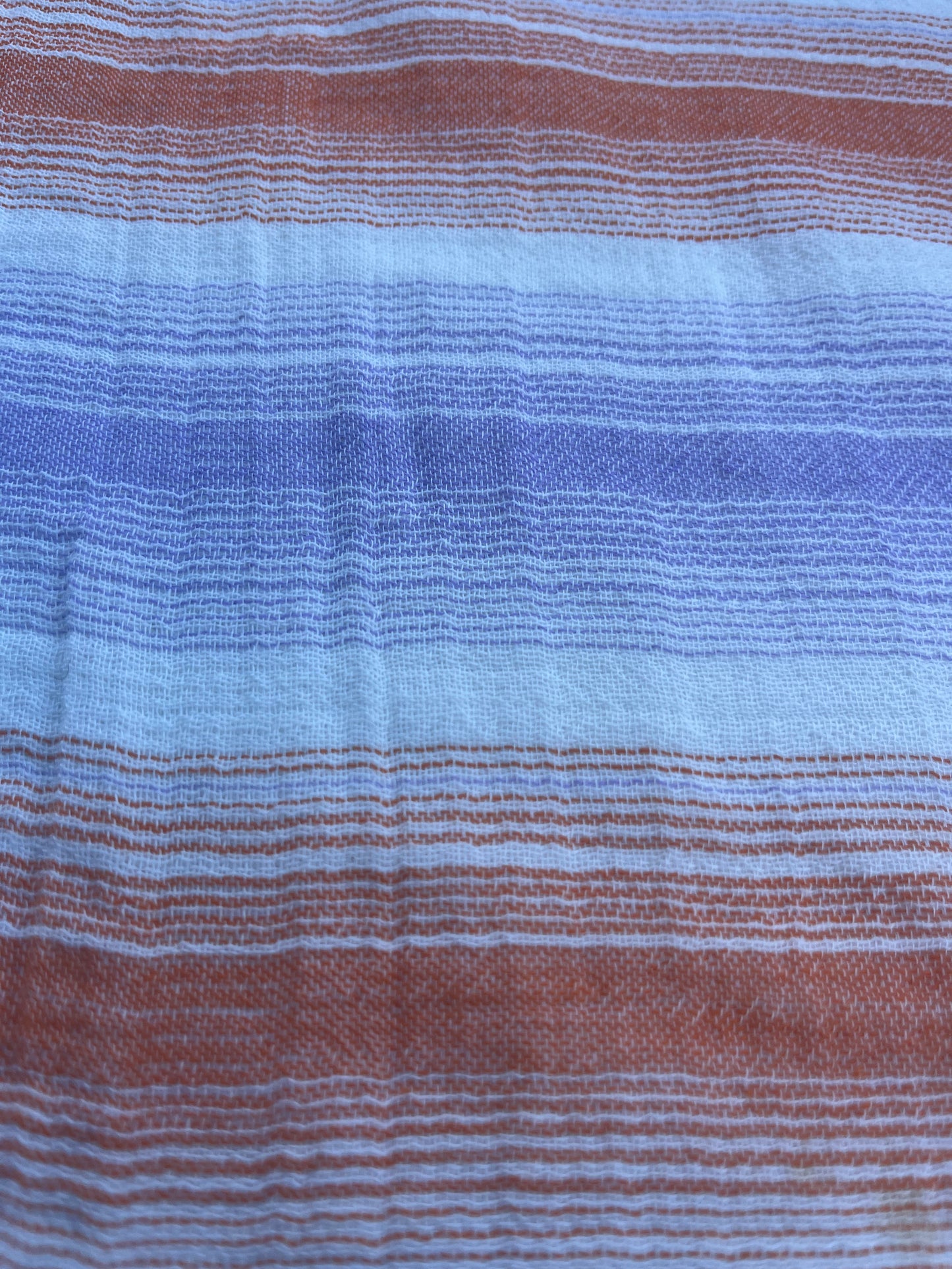 HERA 003 Gauze crinckle light jacquard stripes ecru/orange/lilac