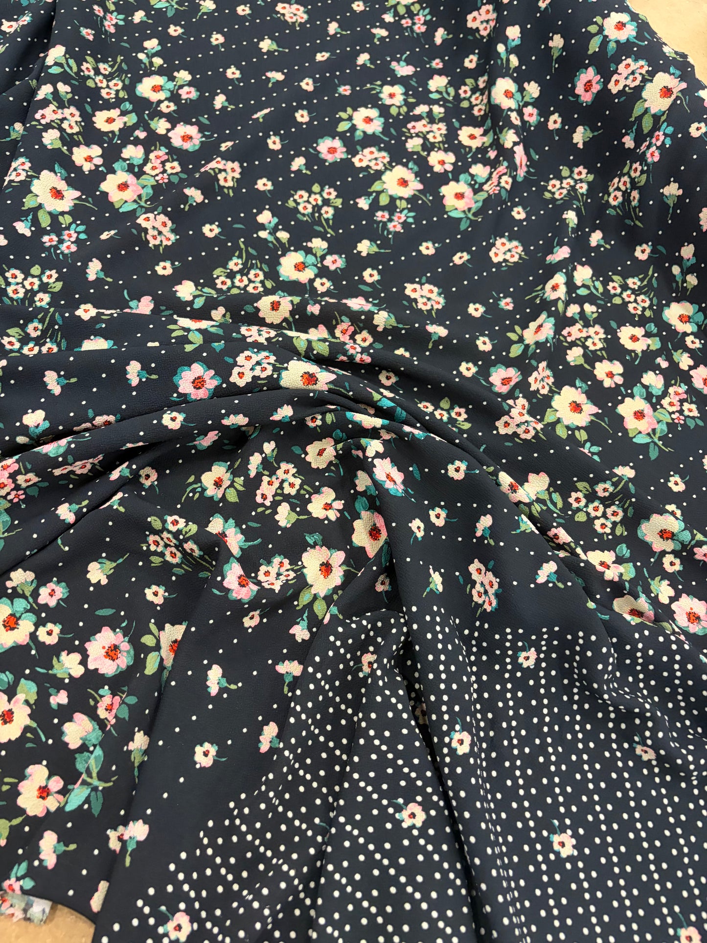 KELLY 026 crêpe georgette floral print single border