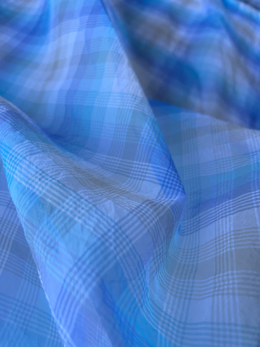 KLAAS 021 shiny transparent organza check blue