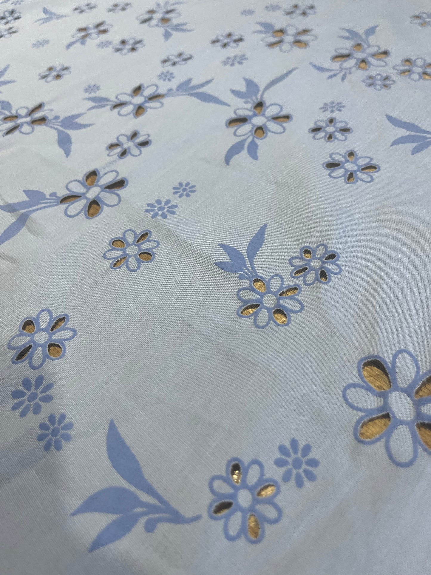 Sangallo cotton stretch lasercut+puff print design 1 blue
