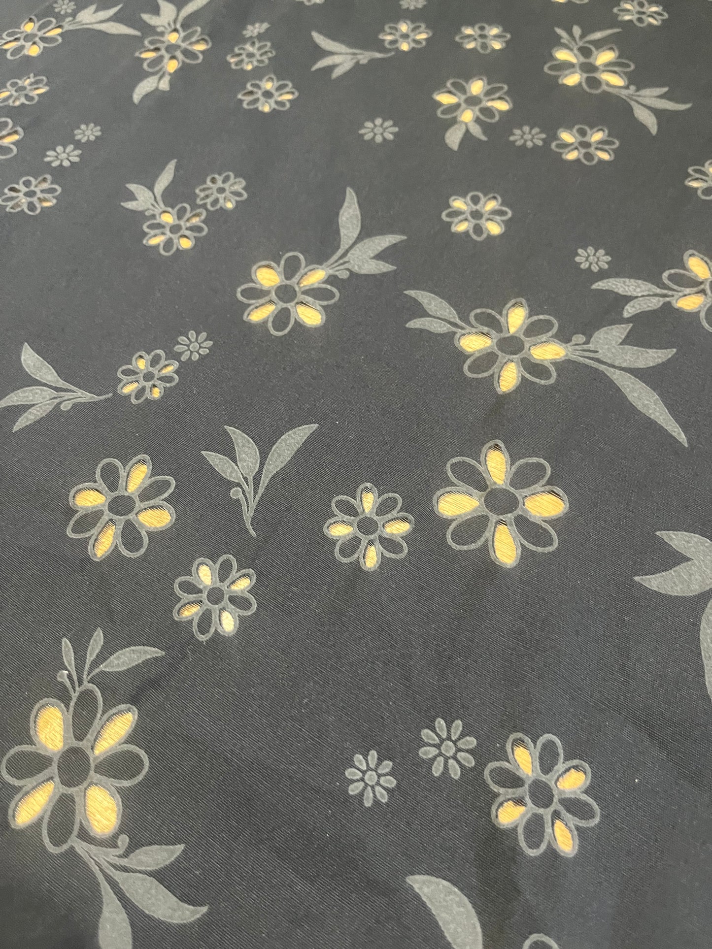 Sangallo cotton stretch lasercut+puff print design 1 black