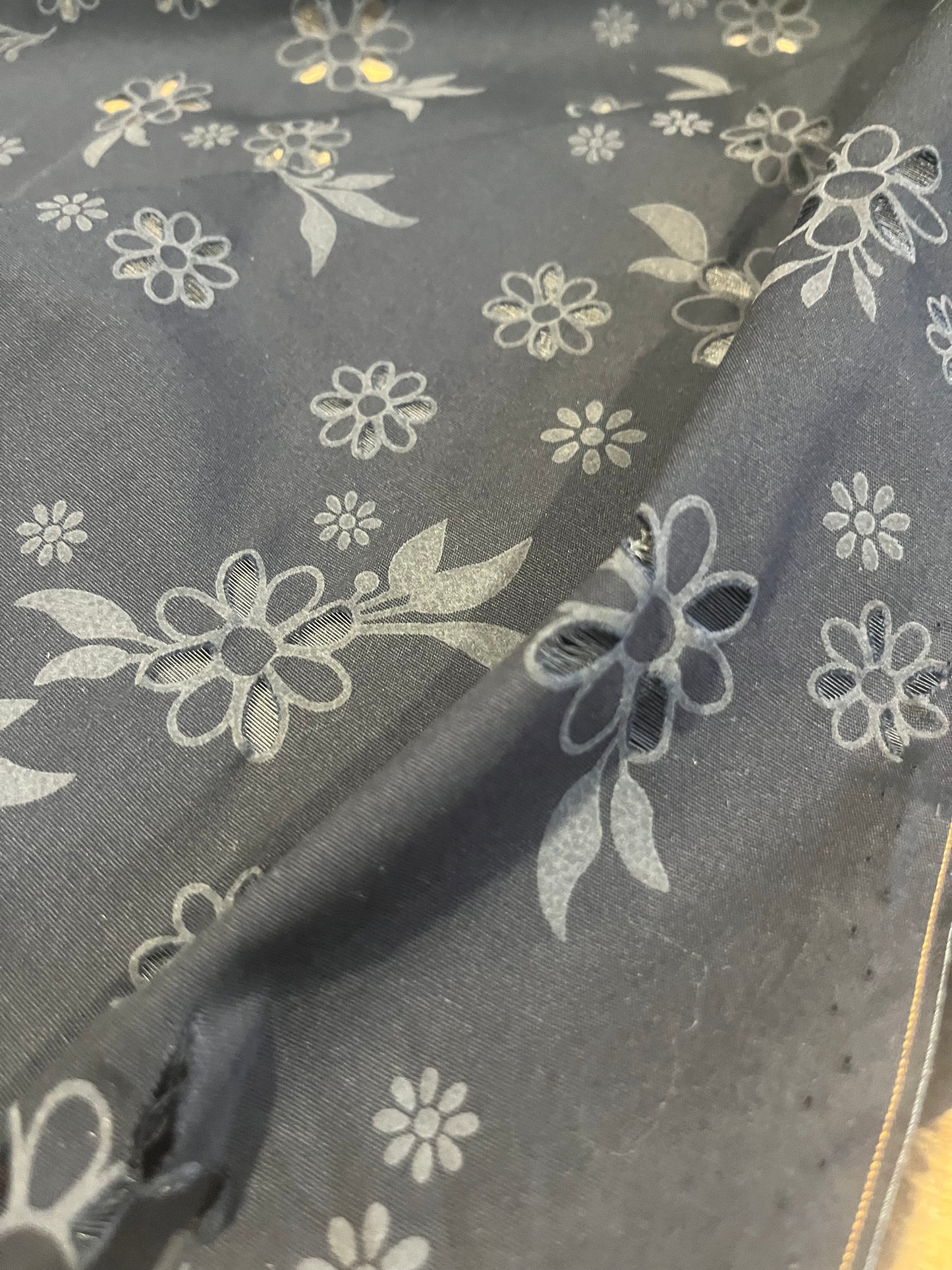 Sangallo cotton stretch lasercut+puff print design 1 black