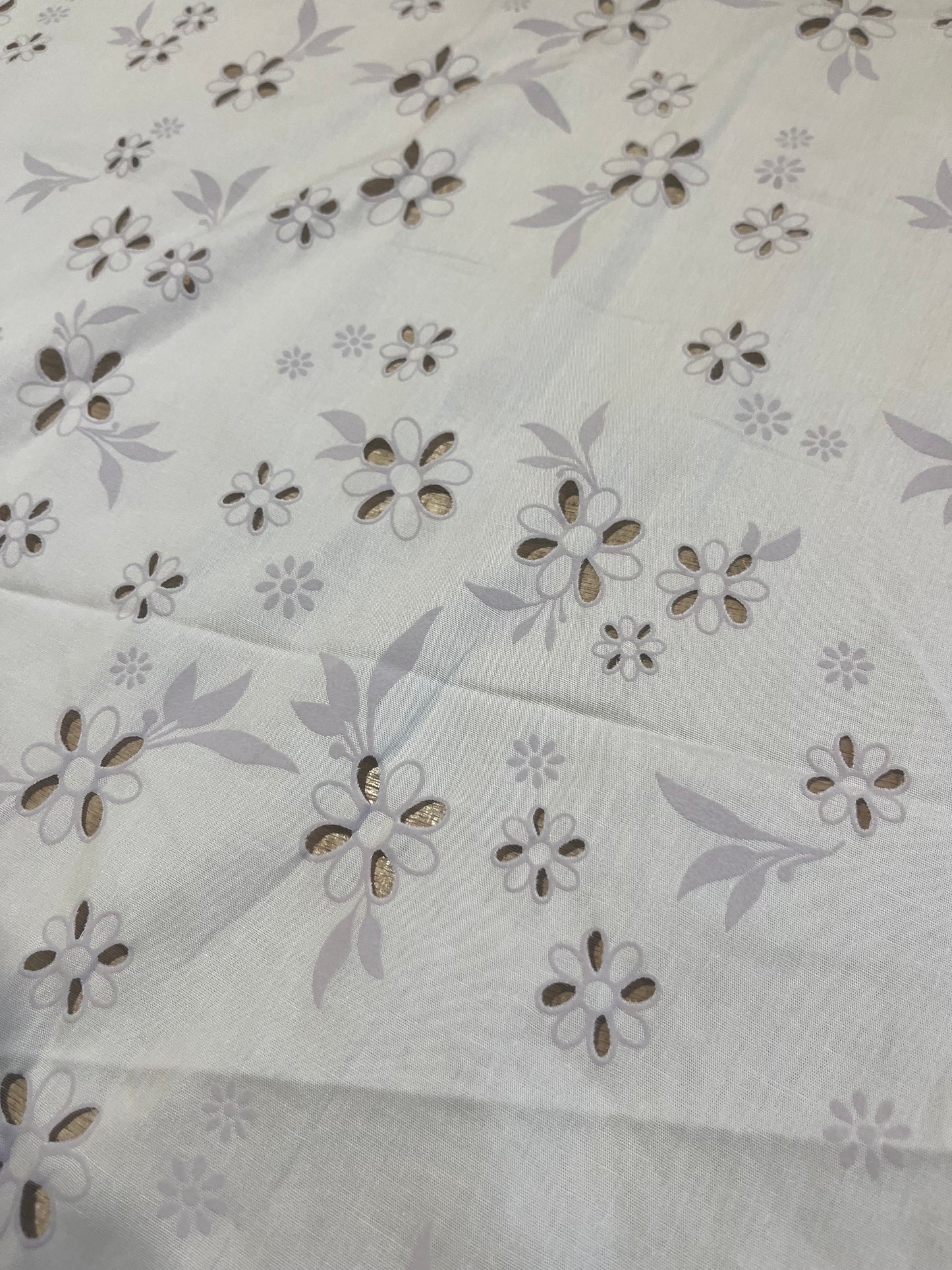 Sangallo cotton stretch lasercut+puff print design 1 sand