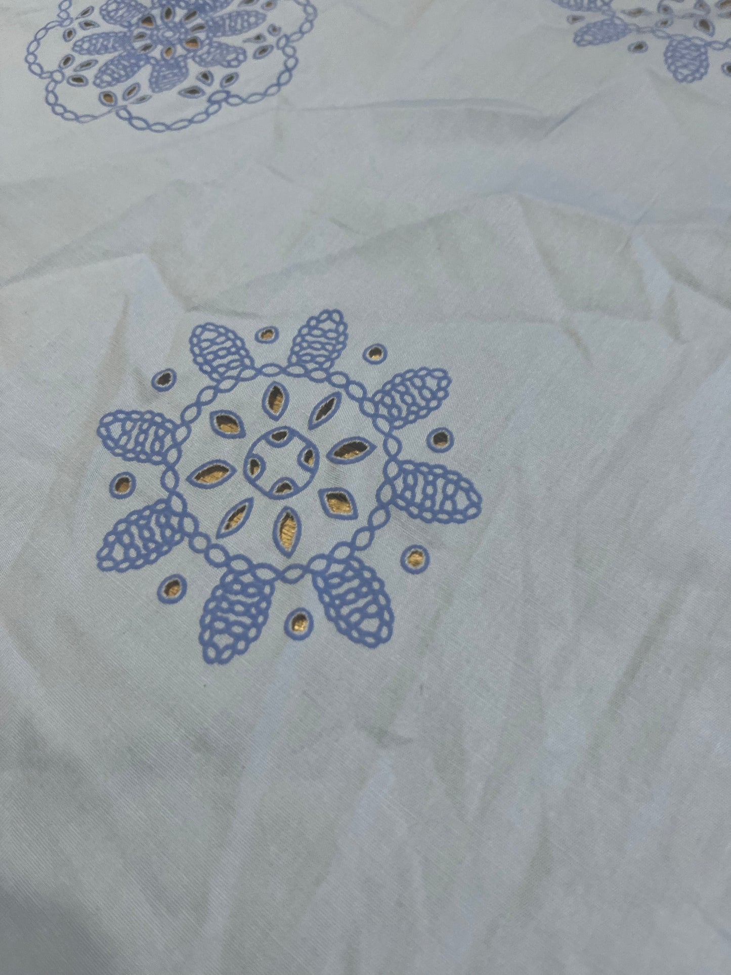 Sangallo cotton stretch lasercut+puff print design 3 blue