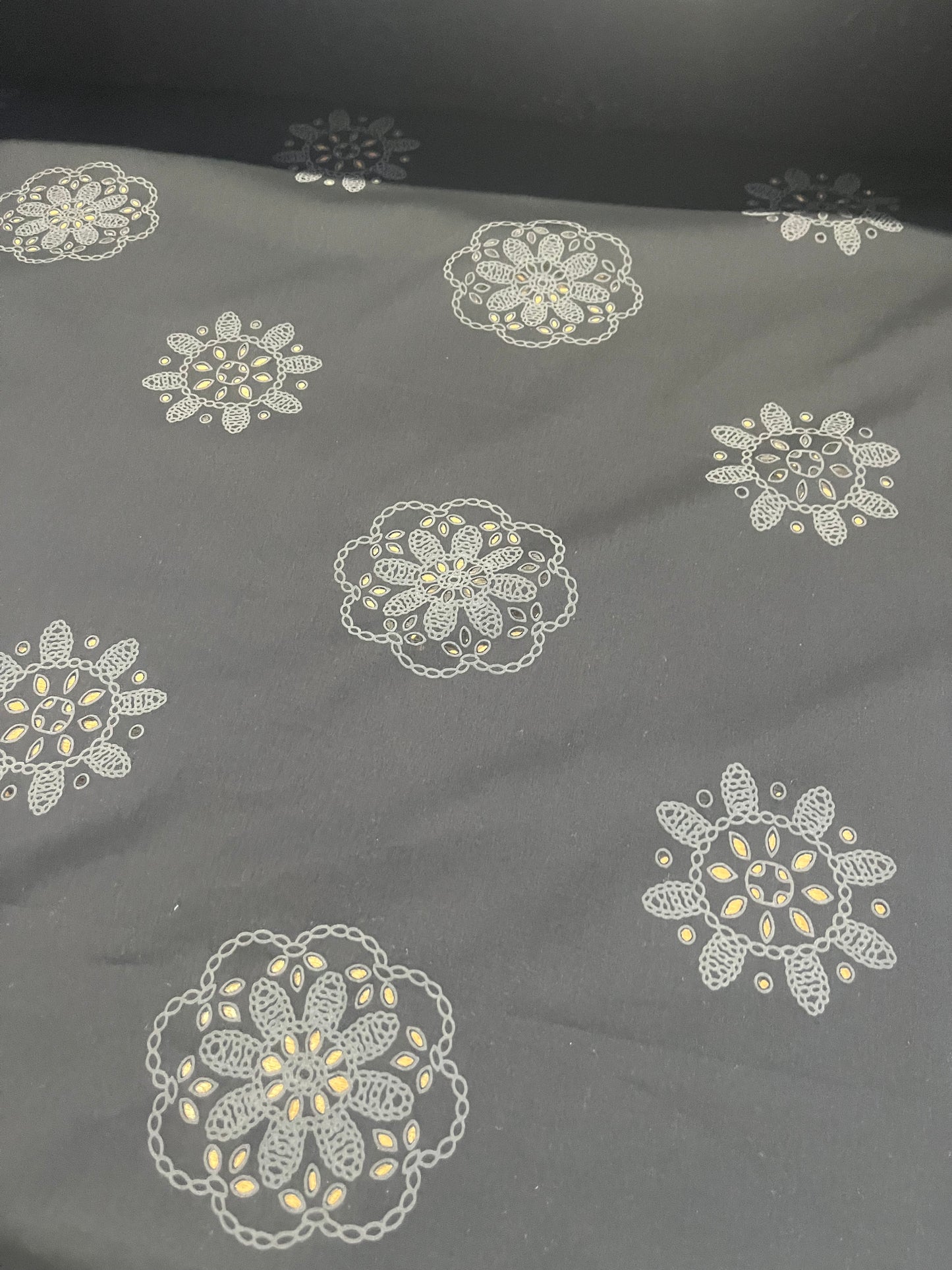 Sangallo cotton stretch lasercut+puff print design 3 black