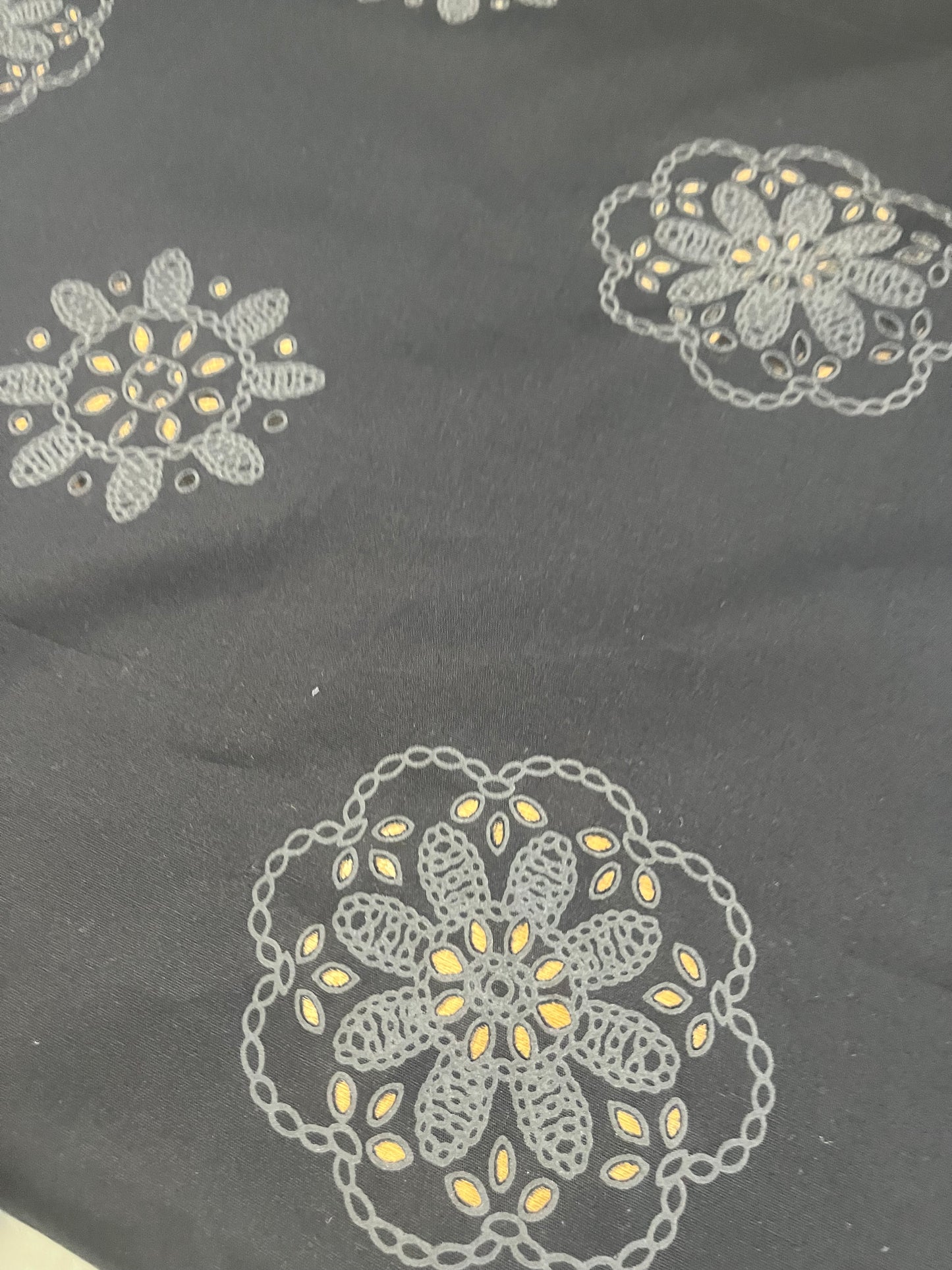 Sangallo cotton stretch lasercut+puff print design 3 black