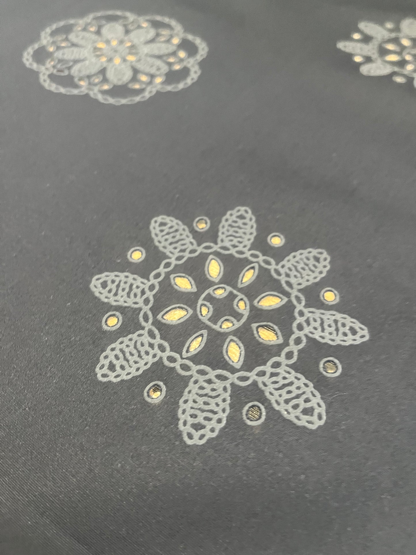 Sangallo cotton stretch lasercut+puff print design 3 black
