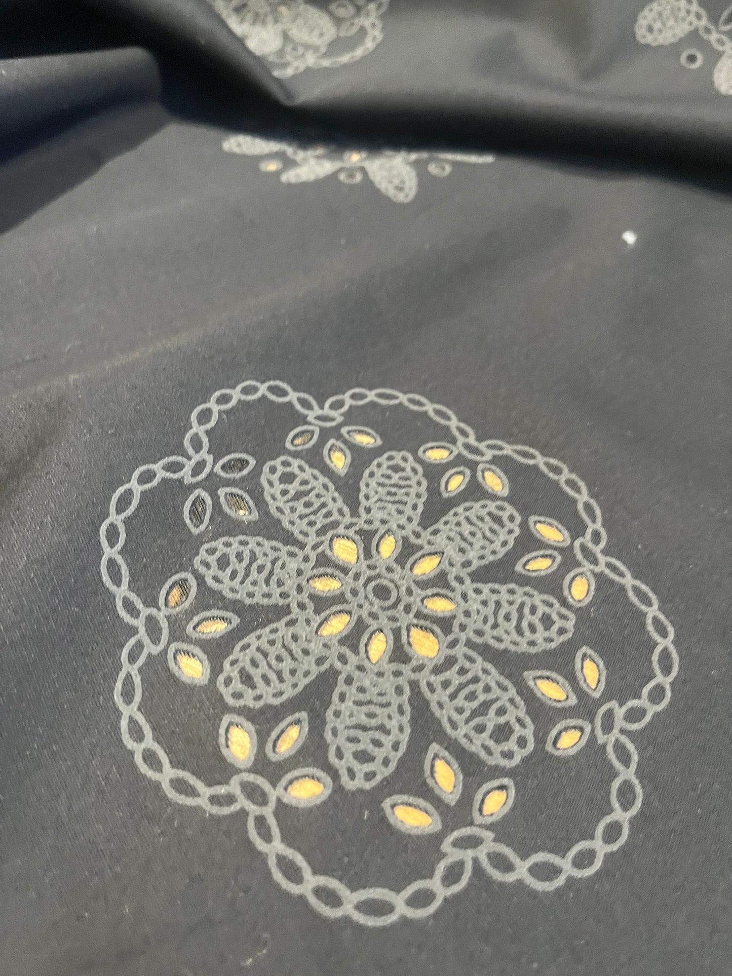 Sangallo cotton stretch lasercut+puff print design 3 black