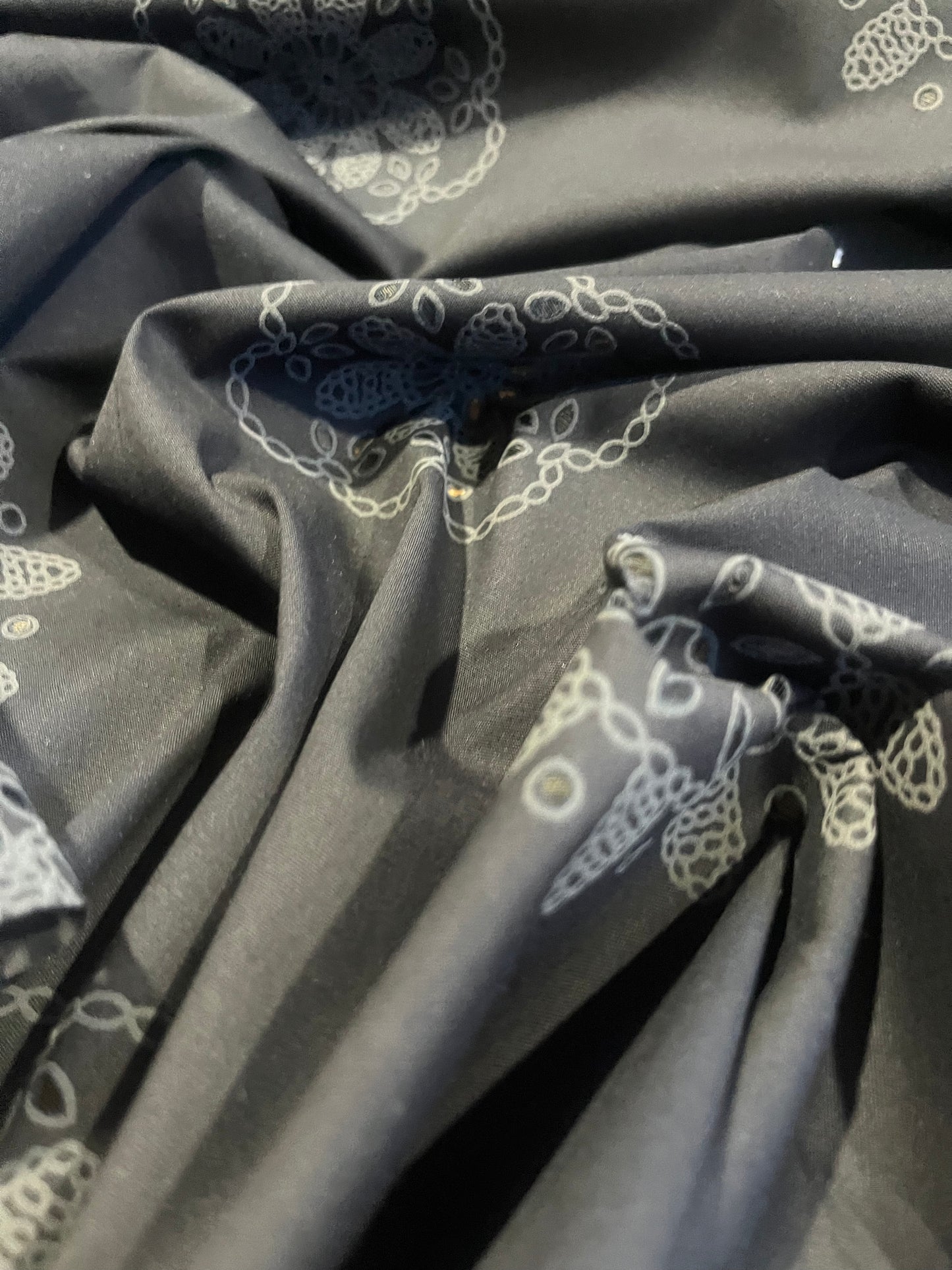 Sangallo cotton stretch lasercut+puff print design 3 black