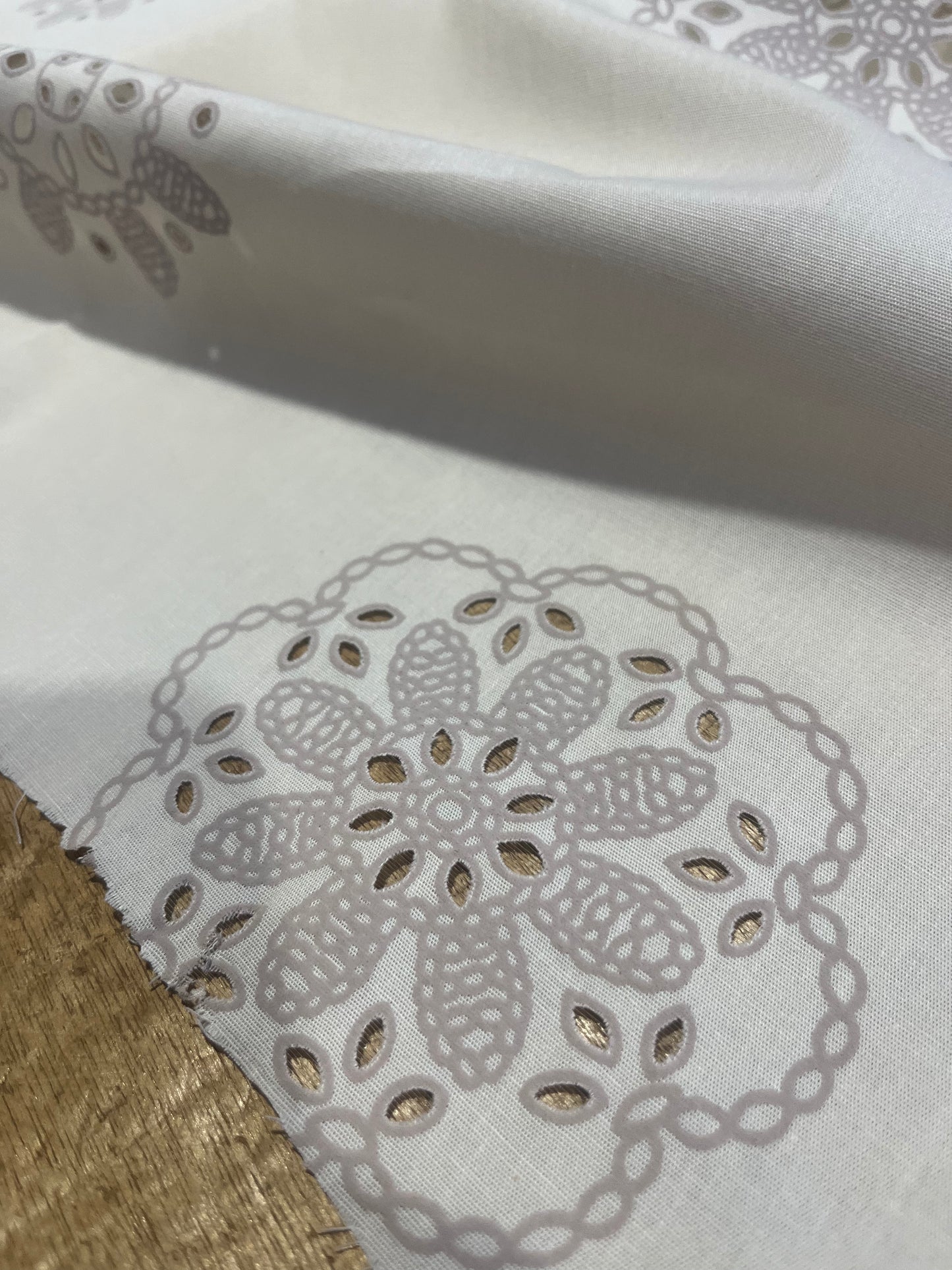 H02 Sangallo cotton stretch lasercut+puff print design 3 sand