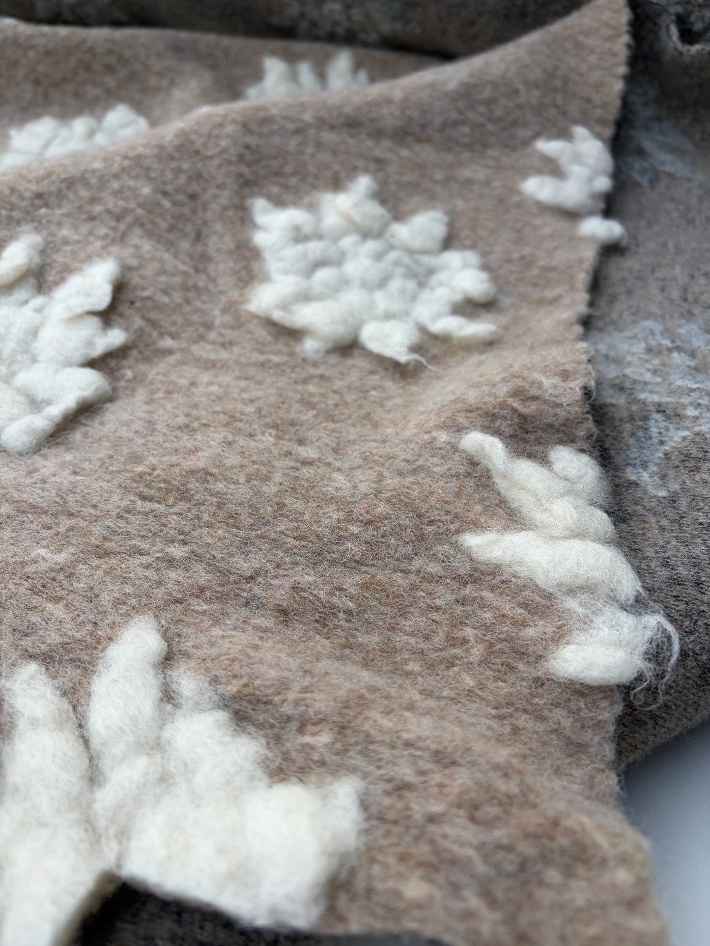 WILD WOOL 004 heavy boiled wool with applicated design