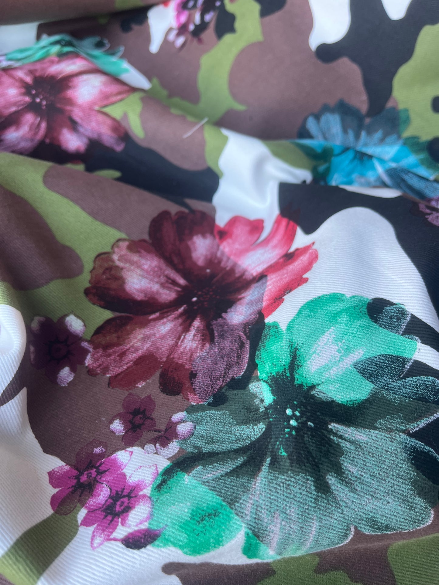 ALAN 018 cotton twill stretch camouflage+flowers