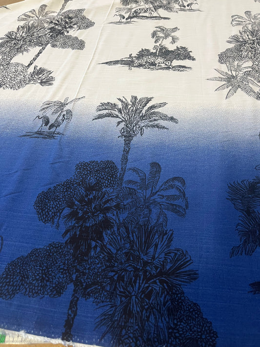 BAPTISTE 012 viscose single border "Palm Beach" black/blue