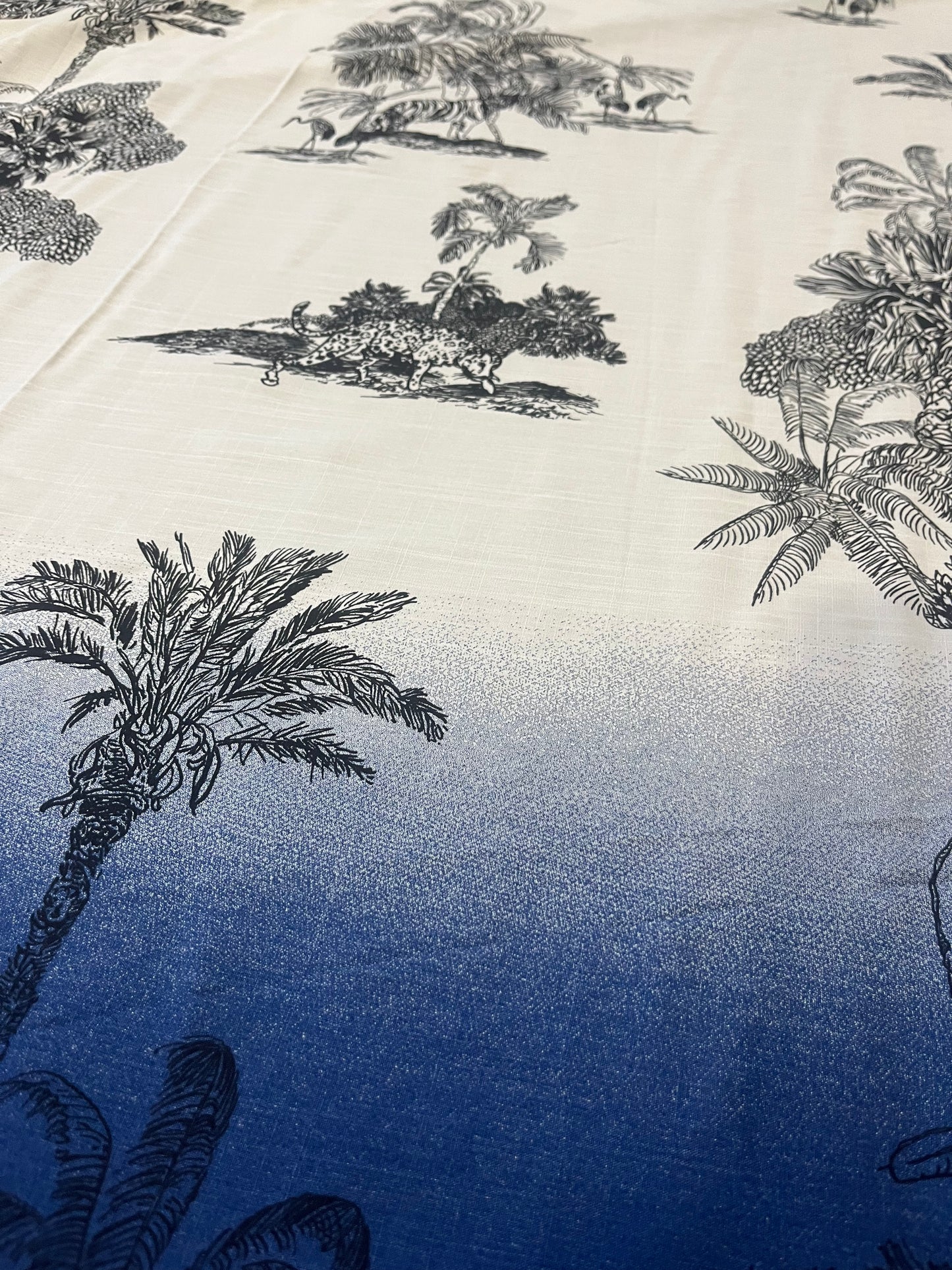 BAPTISTE 012 viscose single border "Palm Beach" black/blue