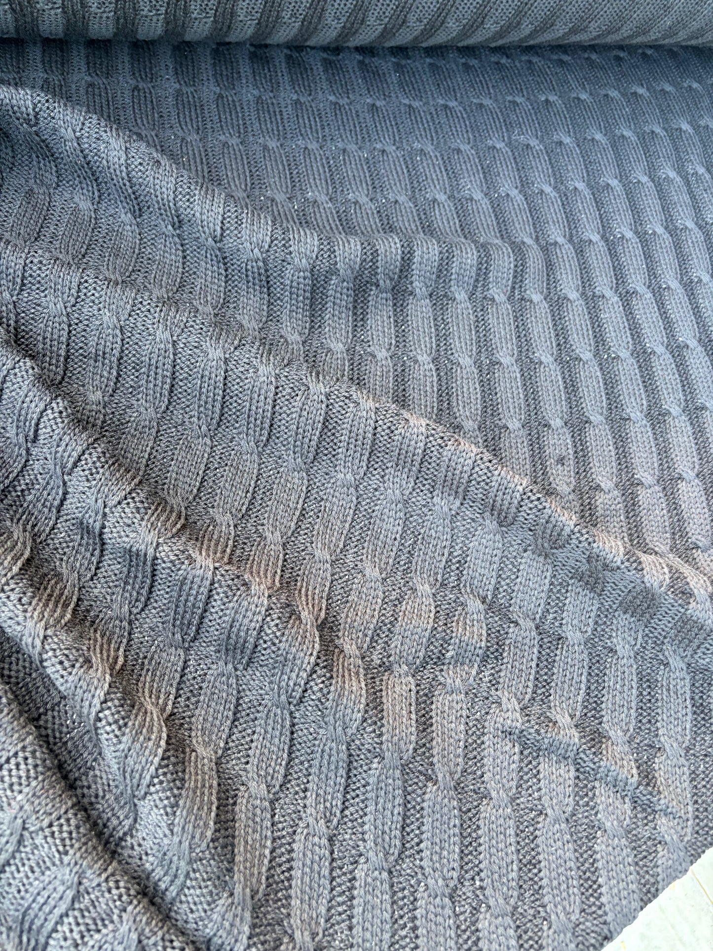 WILD WOOL 019 black cable jersey cotton/wool