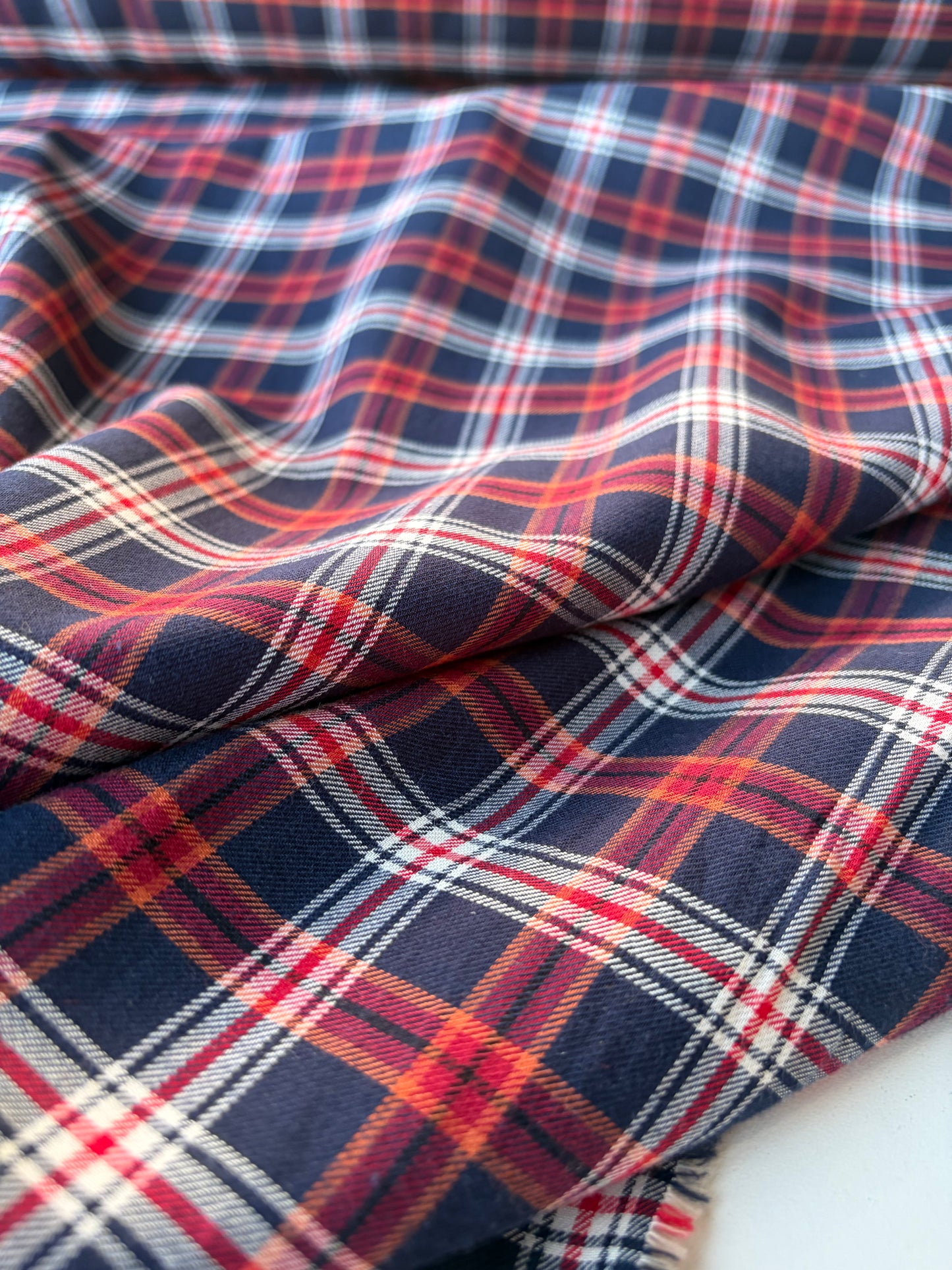 HARVEST SEASON 005 navy red checkered cotton flannel