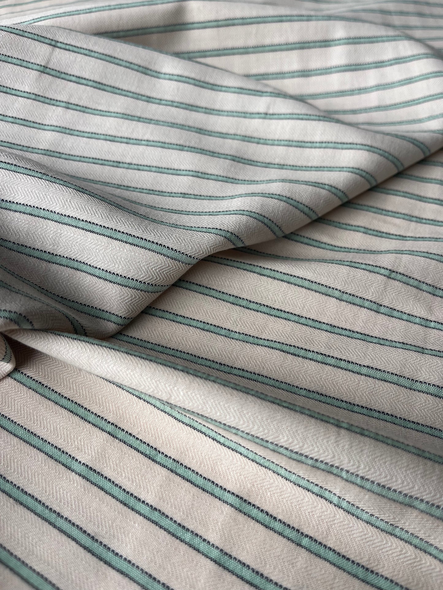 JUNO 011 Gauze stripes ecru/green