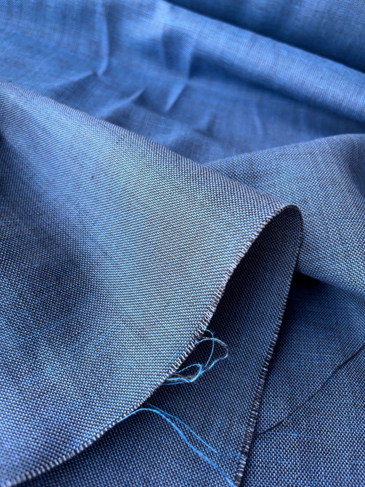 HARVEST SEASON 032 indigo linen panama weave