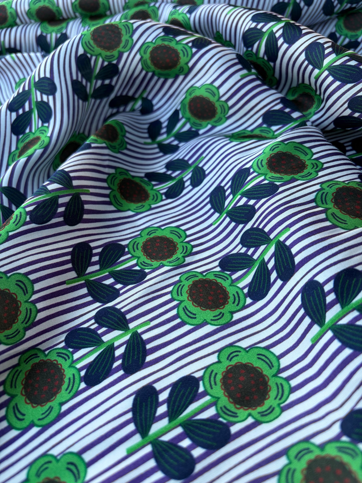 AXEL 001 stripes and flowers viscose satin
