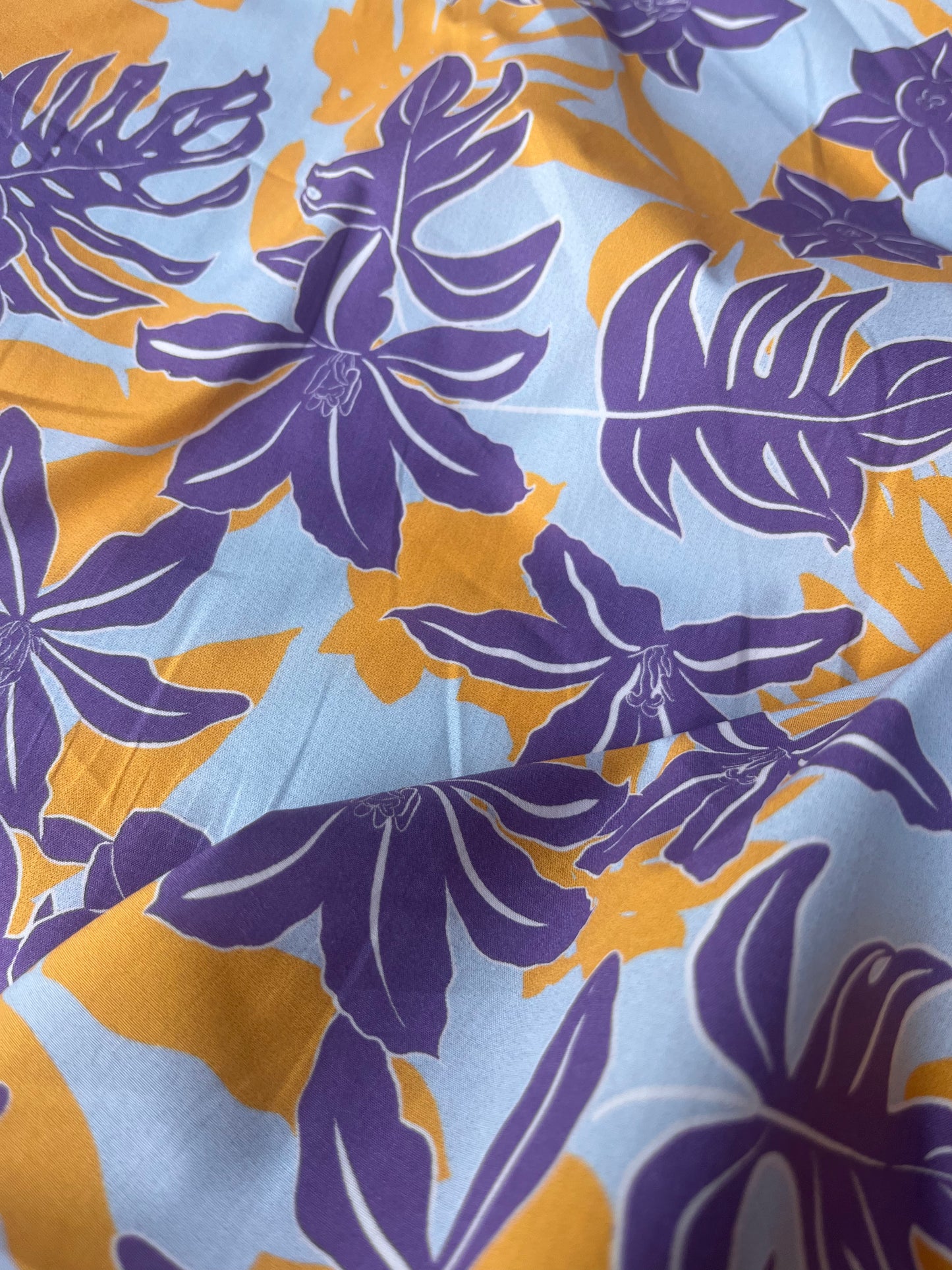 JOSEPHA 036 poplin stretchpurple/yellow jungle leaves