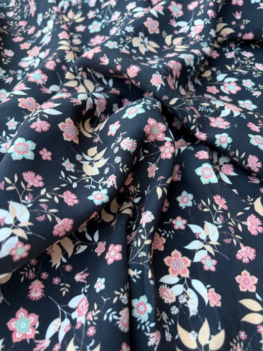 AXEL 021 floral print on black ground viscose